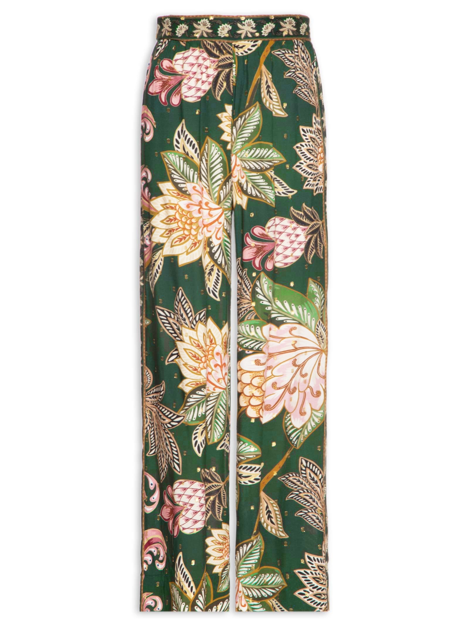 Calça Feminina Floral Delhi Verde Farm