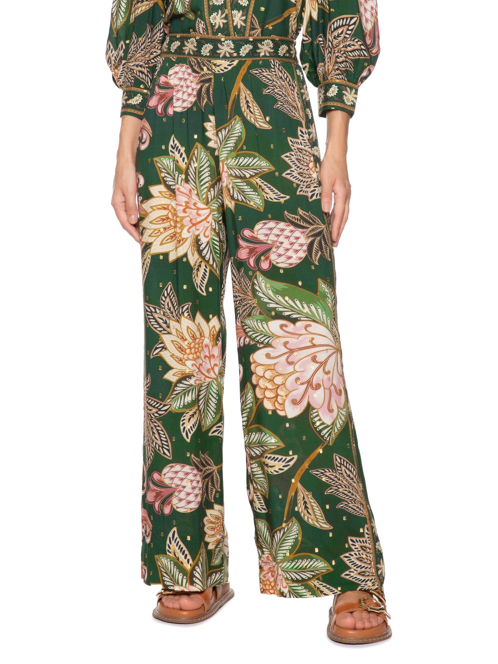 Calça Feminina Floral Delhi Verde Farm