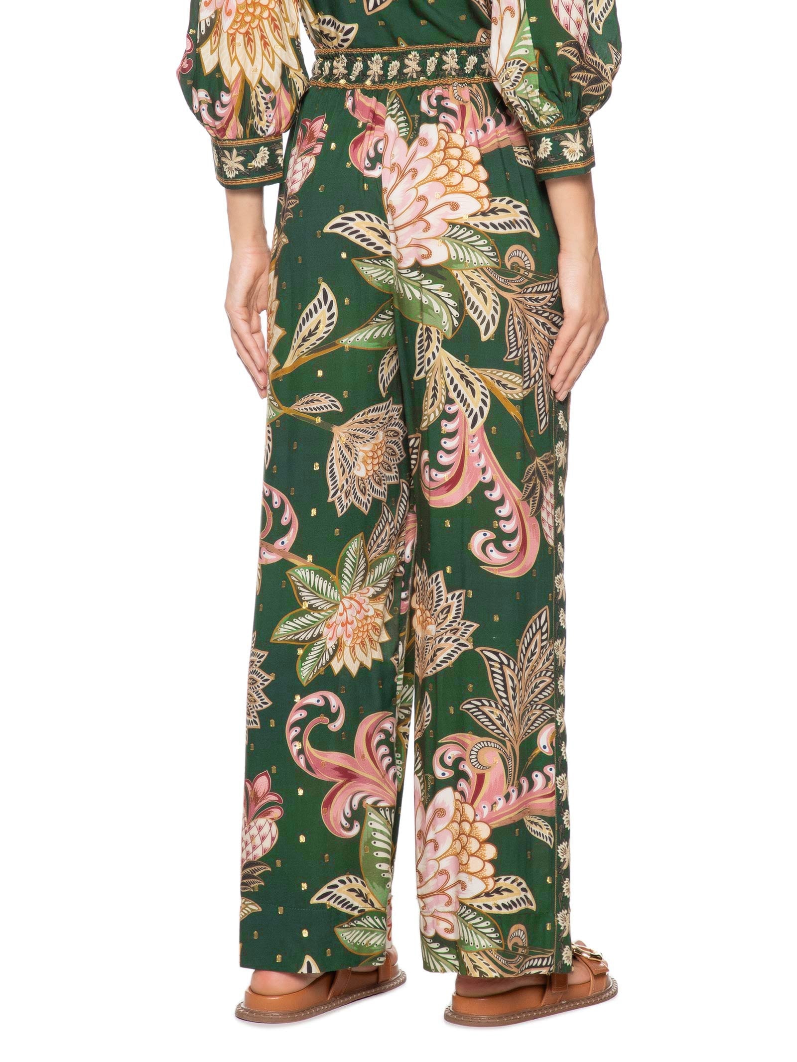 Calça Feminina Floral Delhi Verde Farm