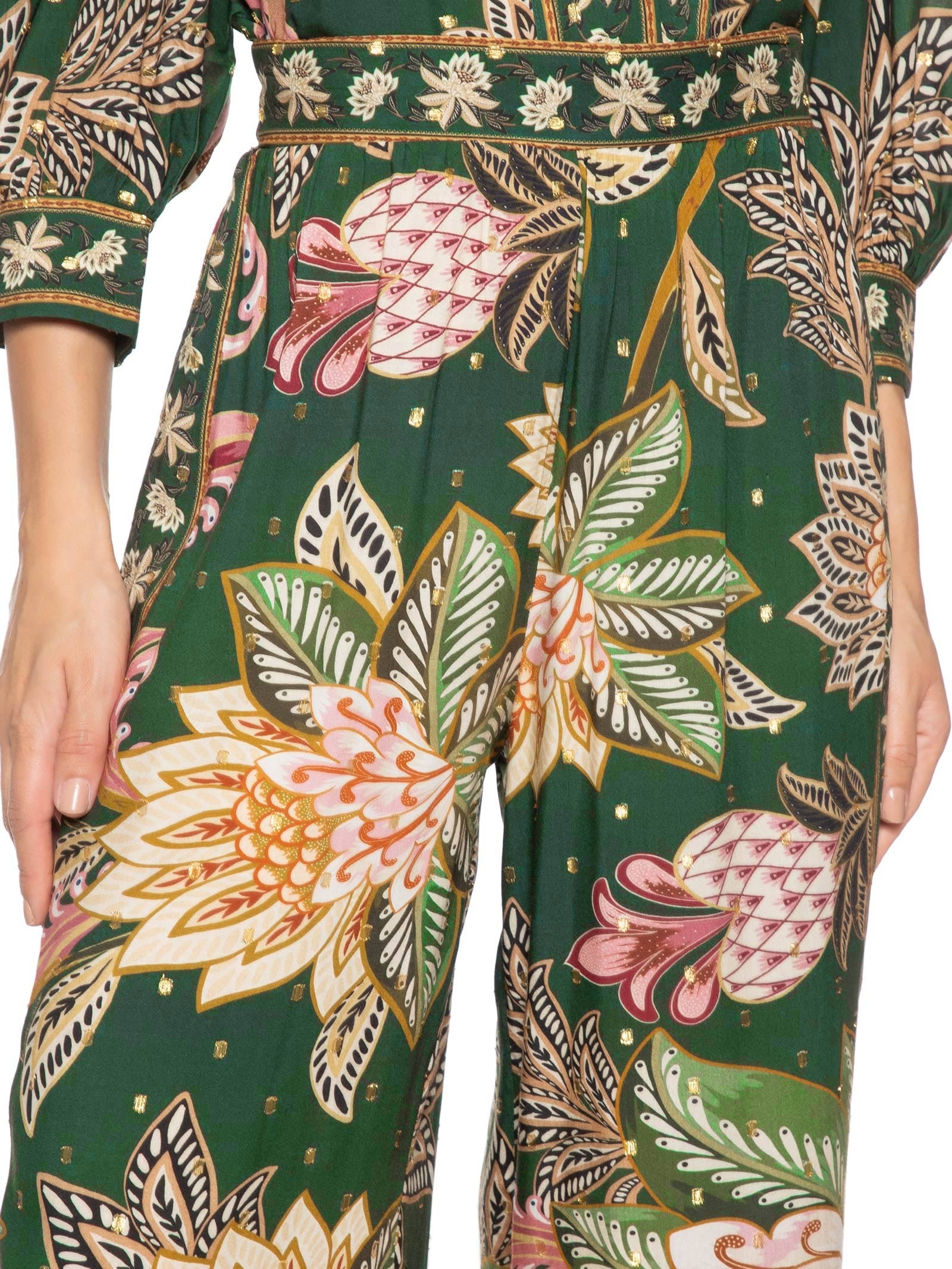 Calça Feminina Floral Delhi Verde Farm