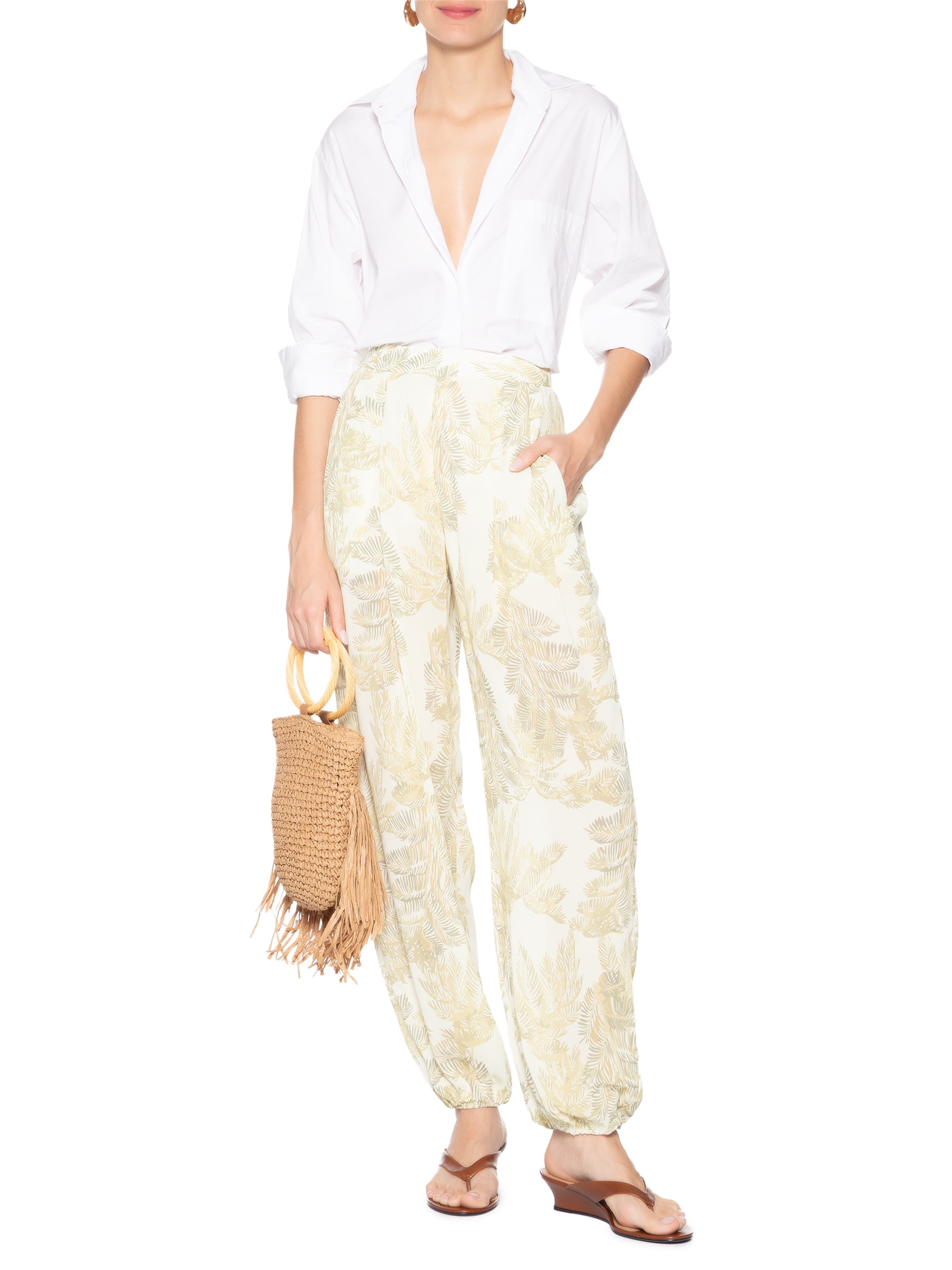 Calça Feminina Folhagem Plumes Off Verde Animale