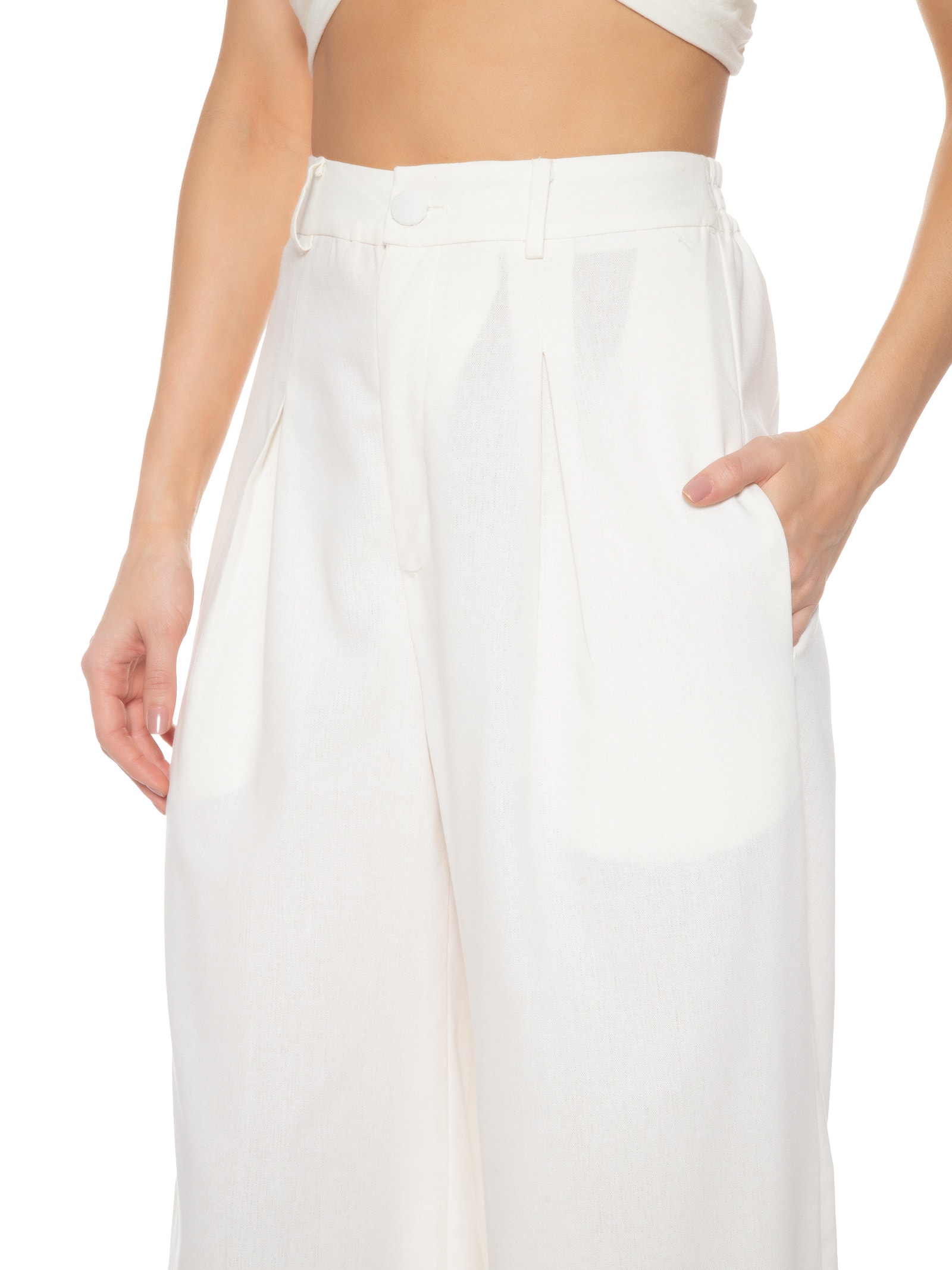Calça Feminina Franzida Barra Off White Farm