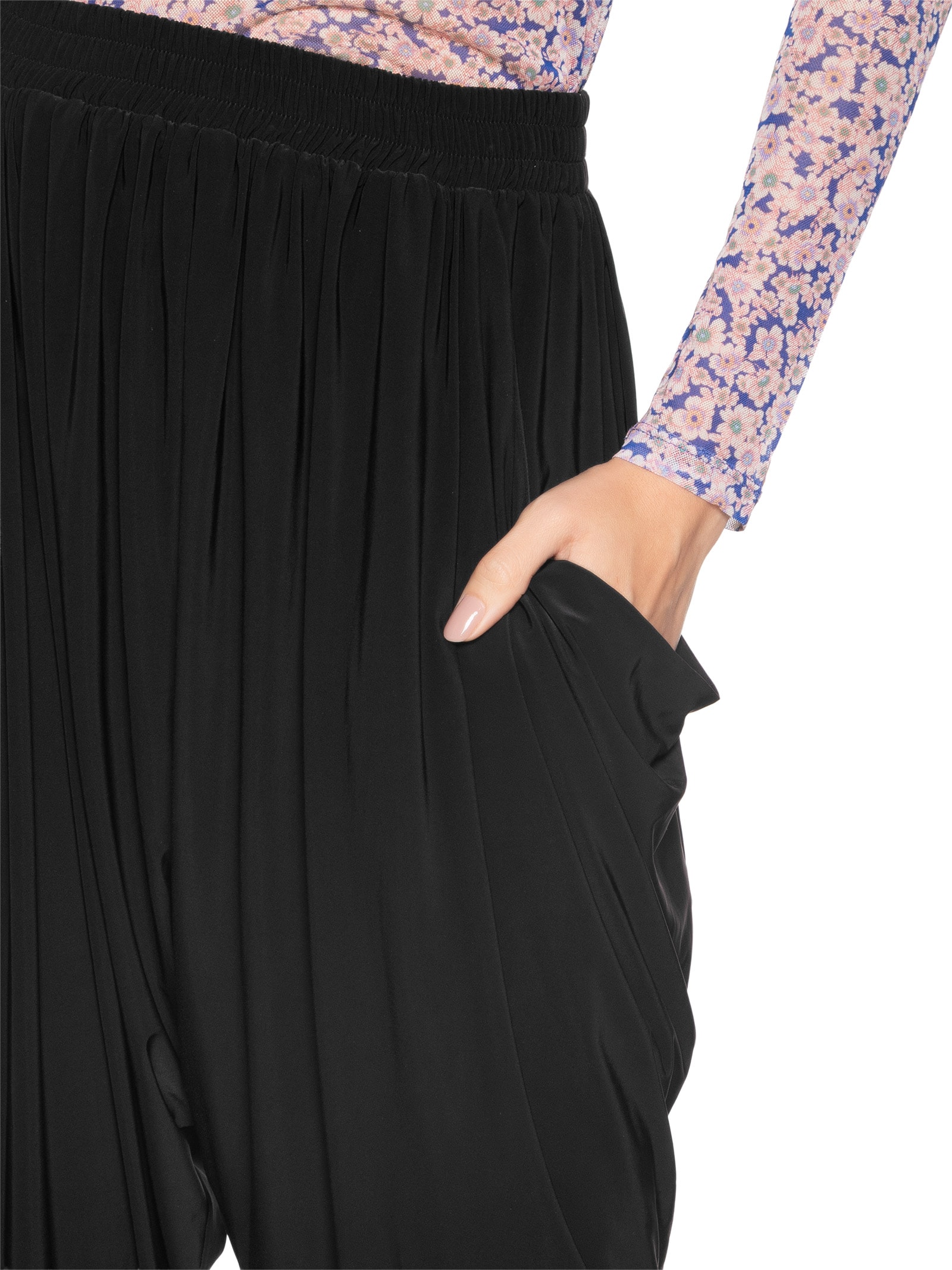 Calça Feminina Franzida Jersey Preto Animale