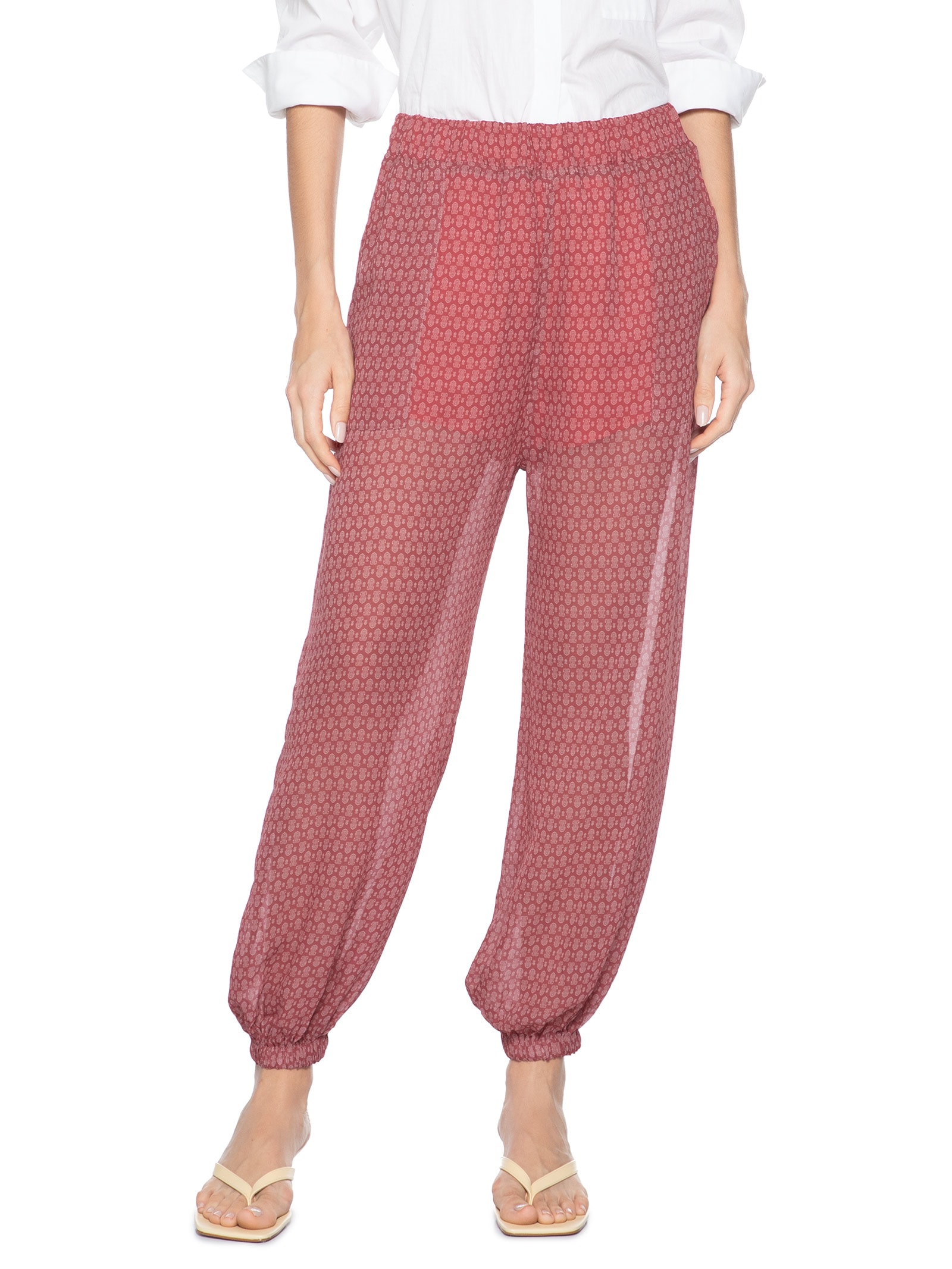 Calça Feminina Georgete Paisley Rosa J.chermann