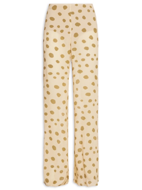Calça Feminina Georgette Estampada Sem Cós – Bege