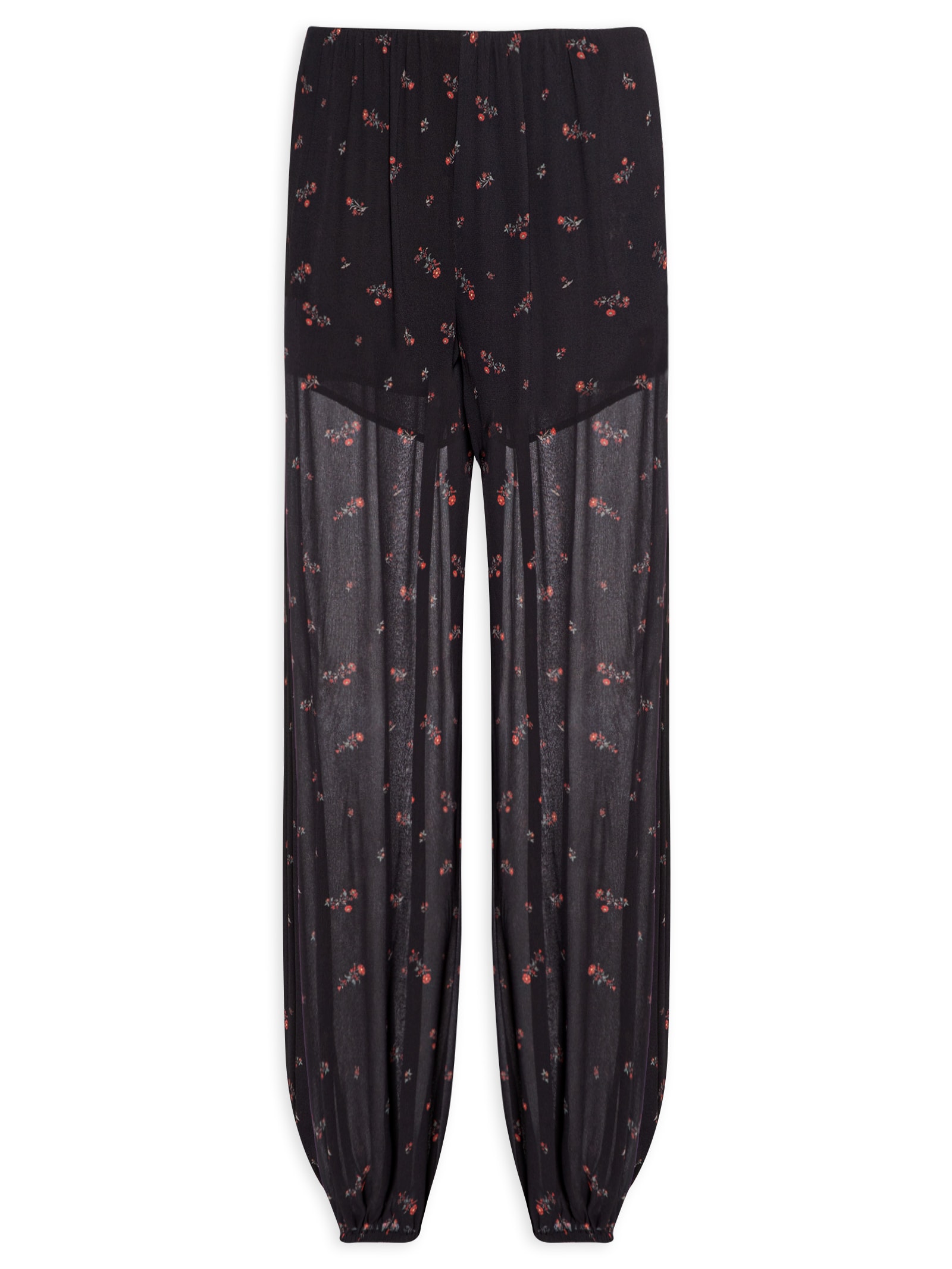 Calça Feminina GGT Estampa Lily Preto Maria Filó