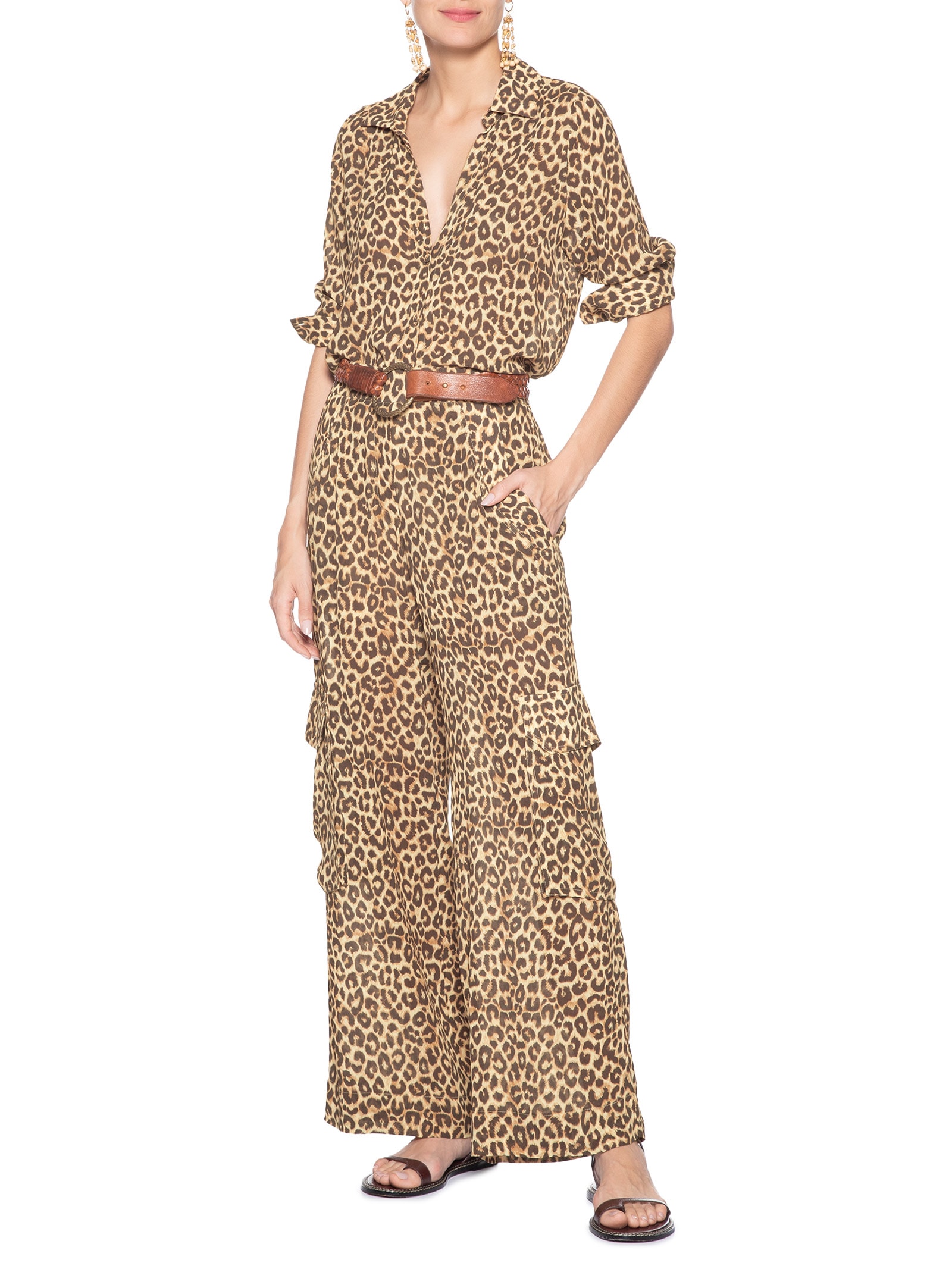 Calça Feminina Ggt Estampa Onça Animal Print Maria Filó