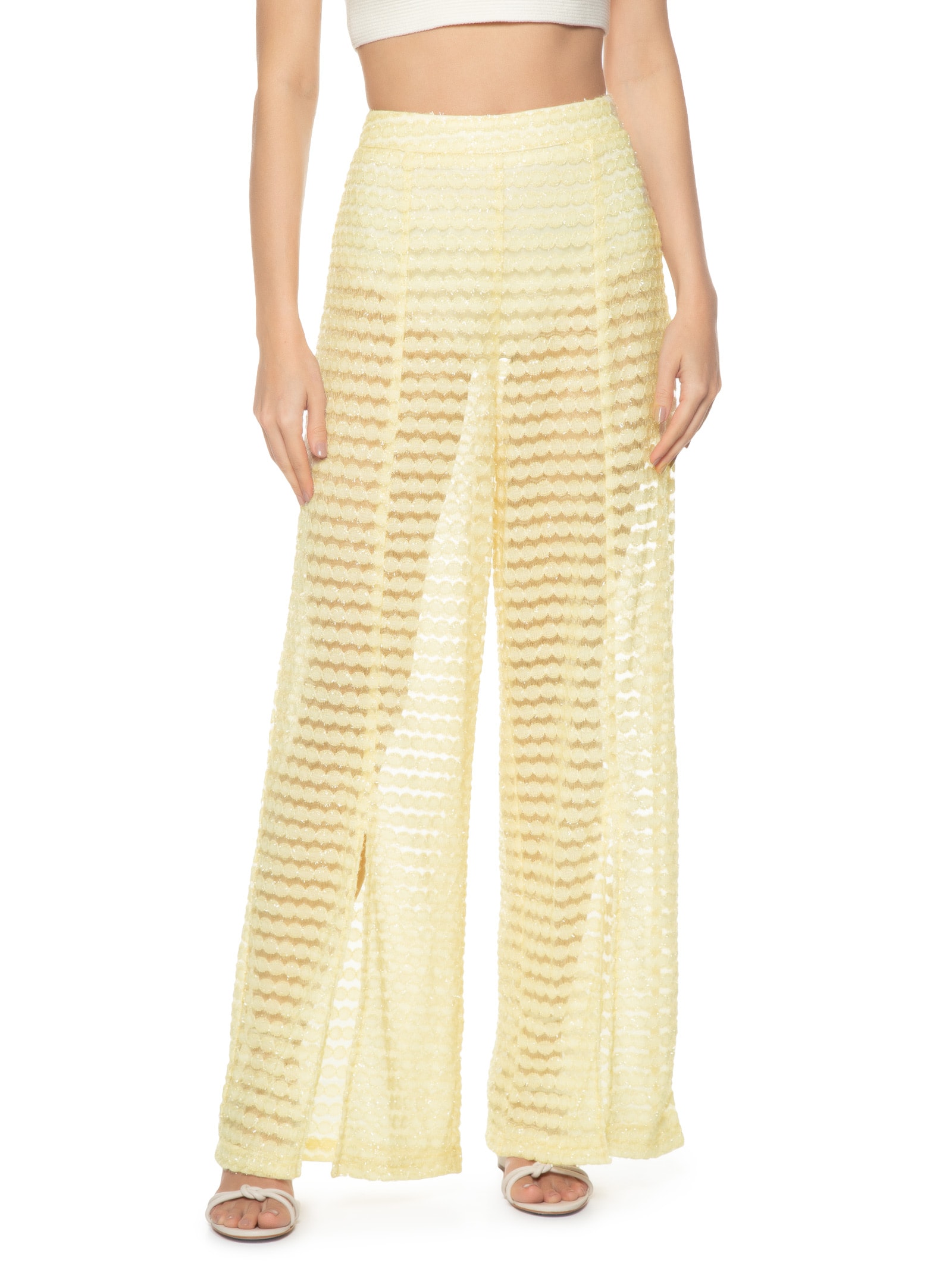 Calça Feminina Hot Pant Transparência E Brilho Amarelo Animale Jeans