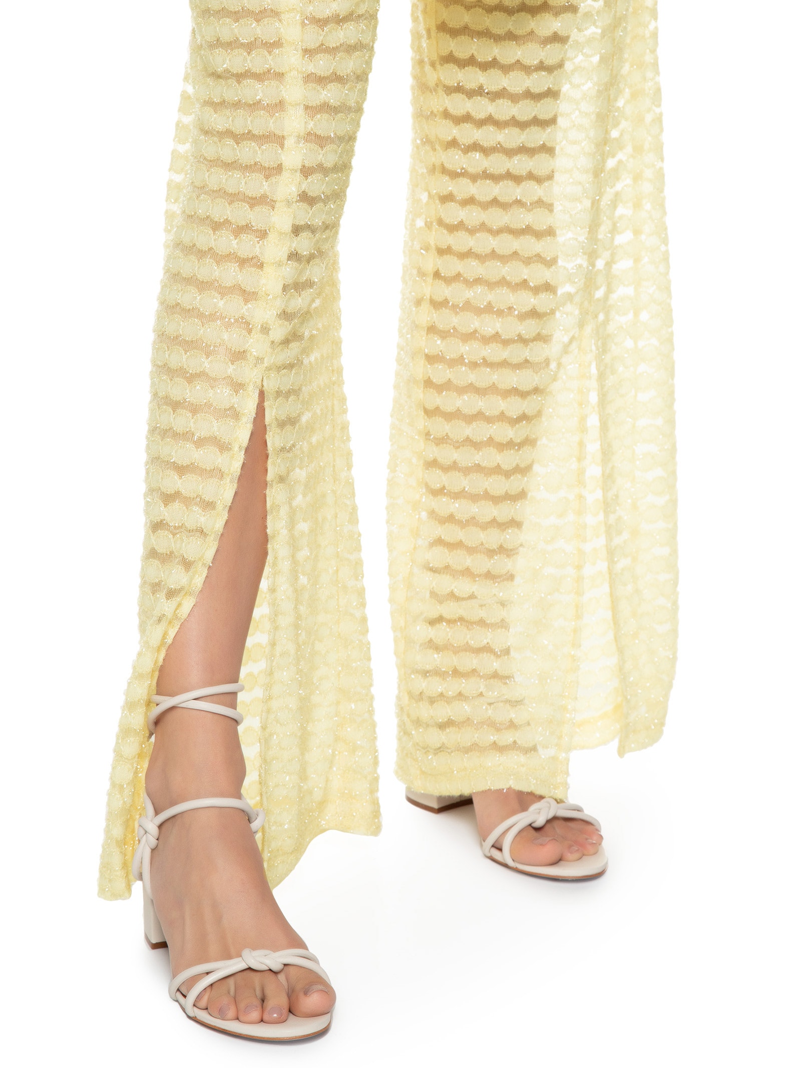 Calça Feminina Hot Pant Transparência E Brilho Amarelo Animale Jeans