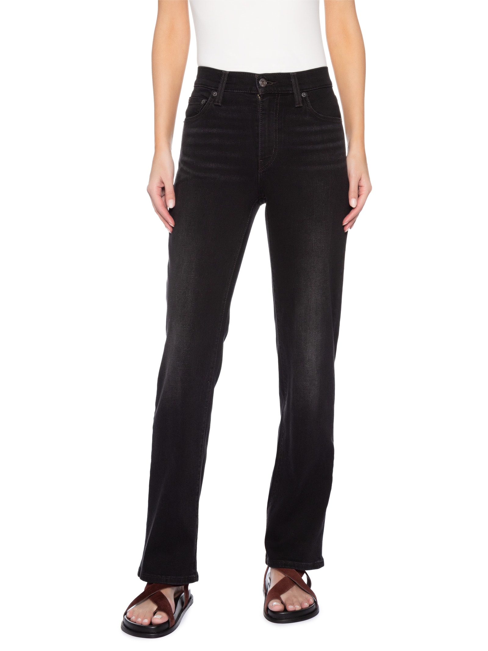 Calça Feminina Jeans  723 High Rise Straight Preto Levi's