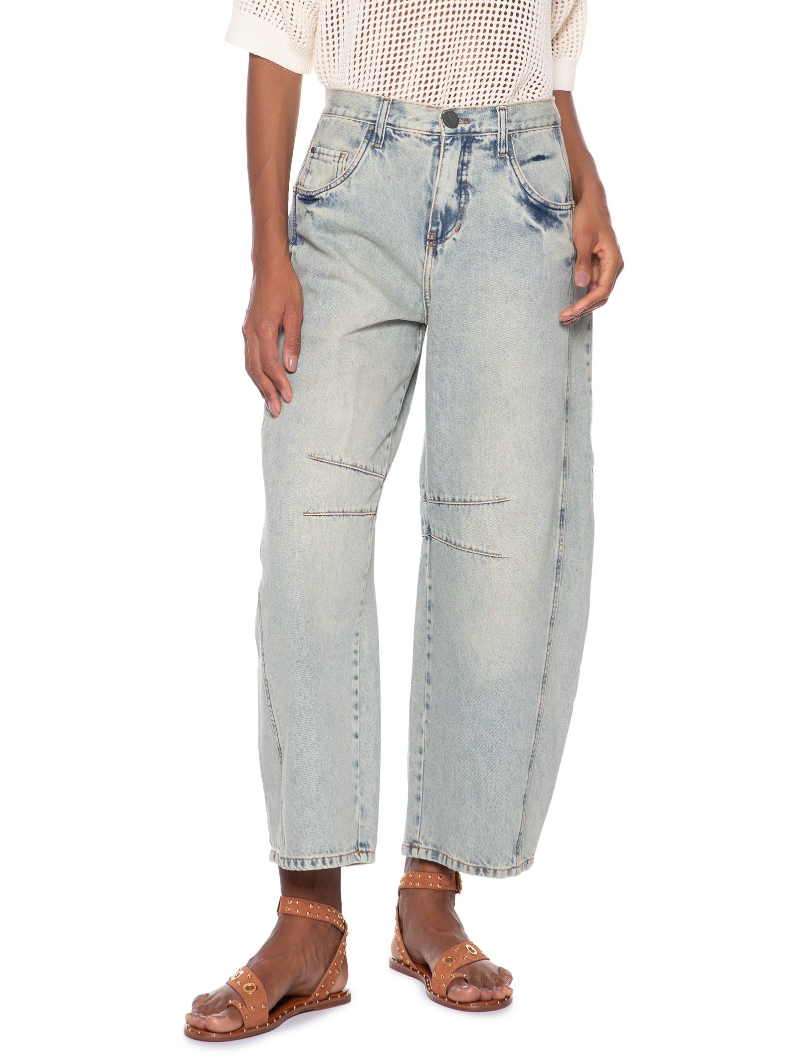 Calça Feminina Jeans A Barrel Azul Cantão