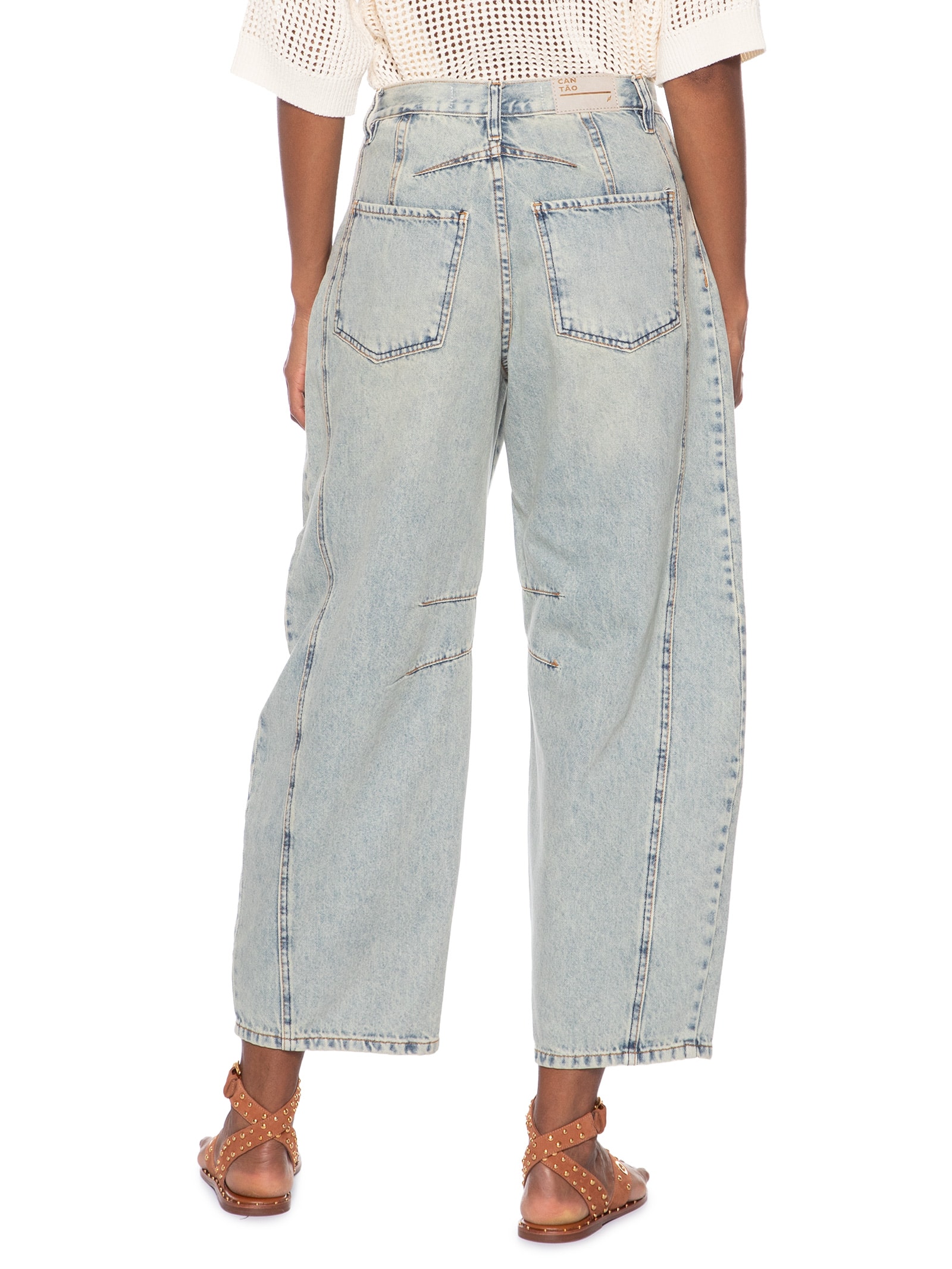 Calça Feminina Jeans A Barrel Azul Cantão