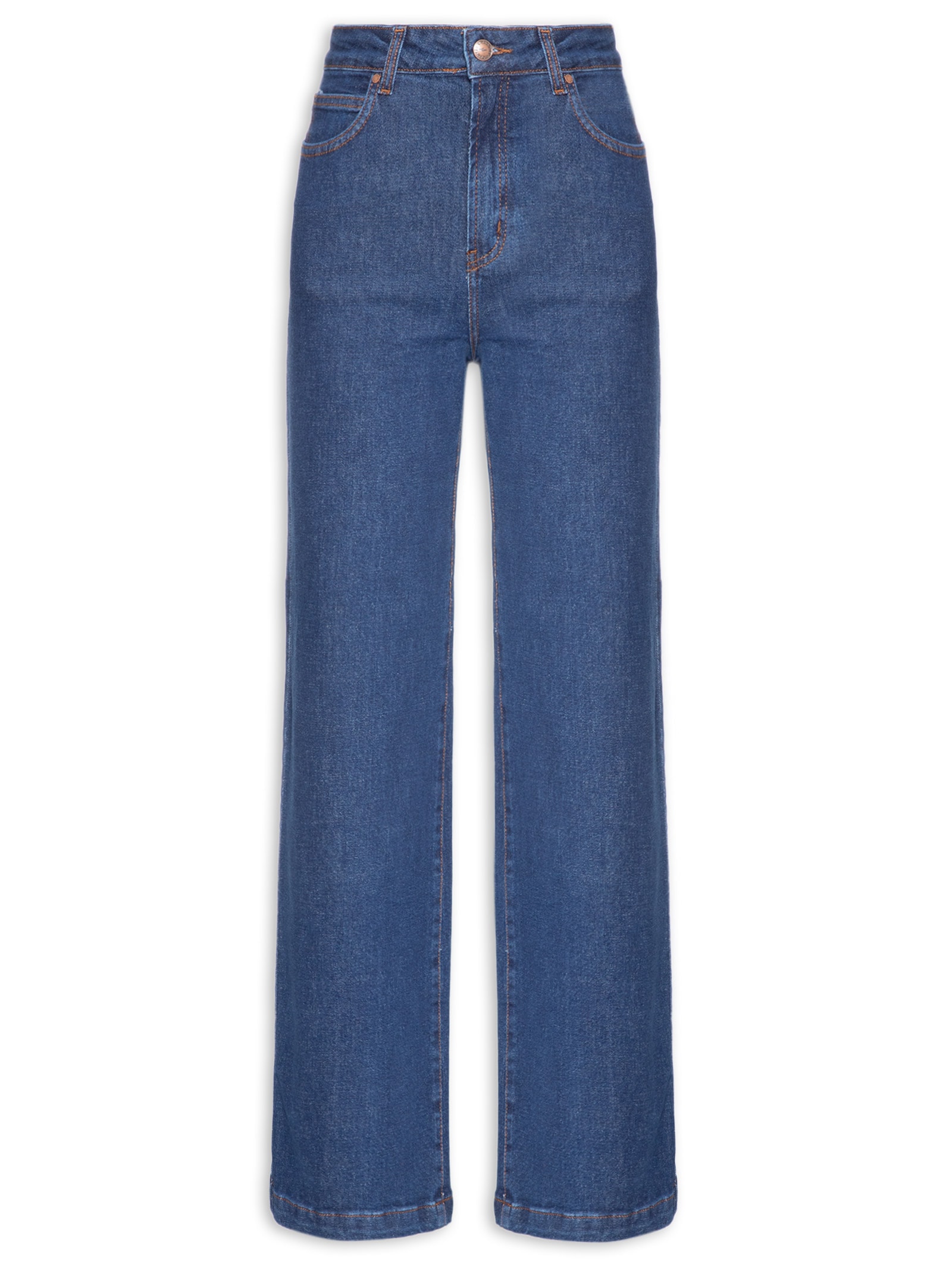 Calça Feminina Jeans A Super Reta 1967 Azul Cantão