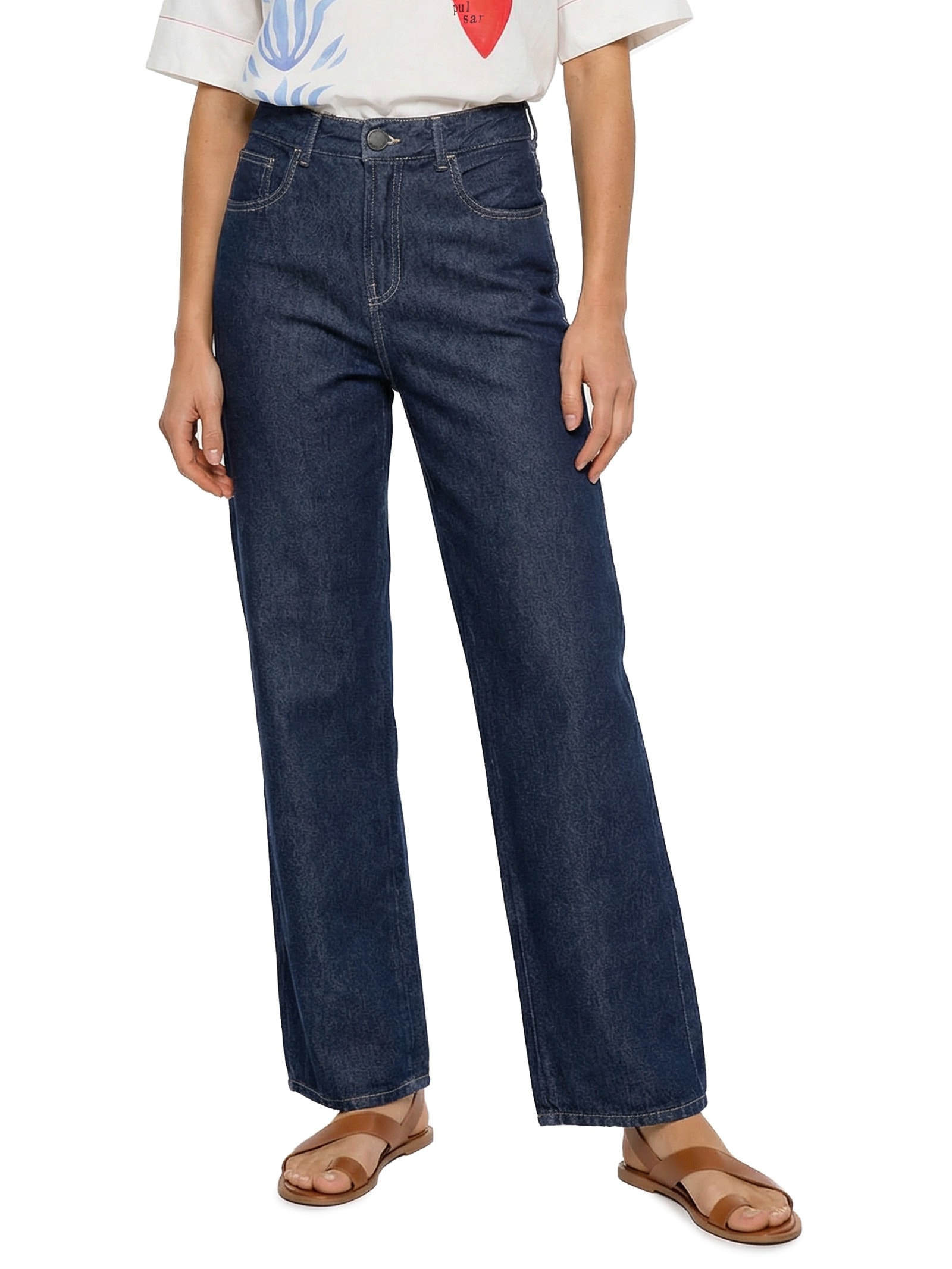 Calça Feminina Jeans A Super Reta Azul Cantão