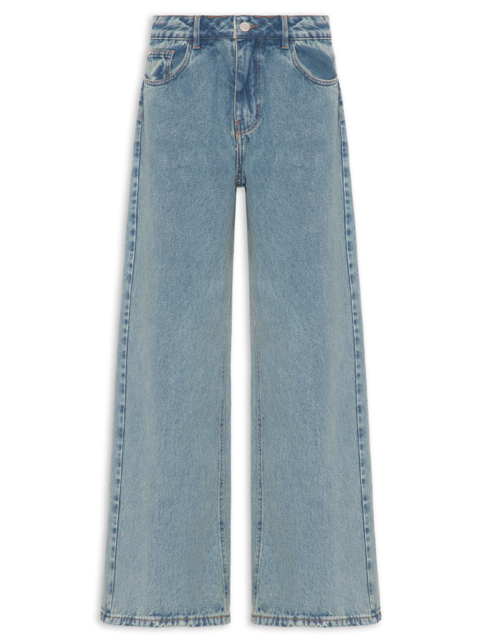 Calça Feminina Jeans A Wide Leg Dirty Azul Cantão