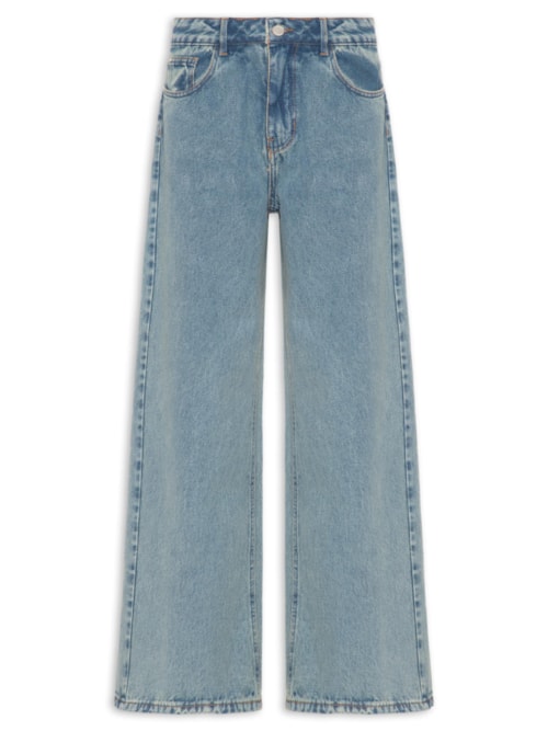Calça Feminina Jeans A Wide Leg Dirty - Azul