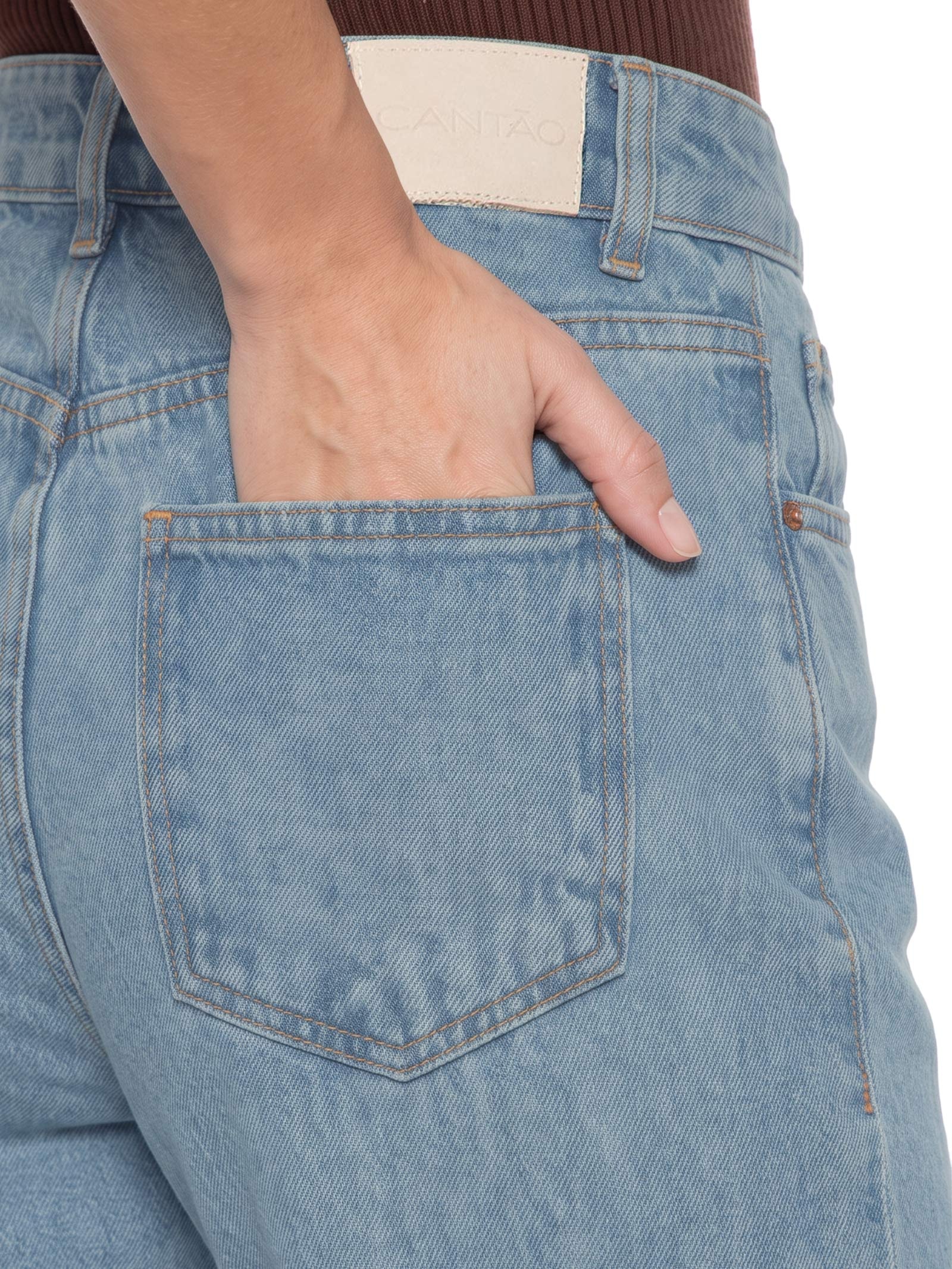Calça Feminina Jeans A Wide Leg Dirty Azul Cantão