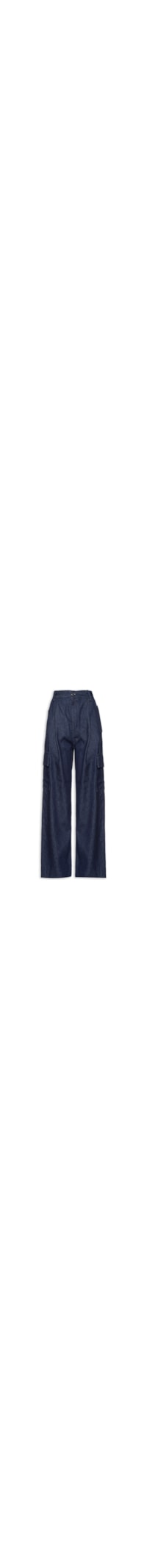 Calça Feminina Jeans Alfaiataria High Pregas - Azul