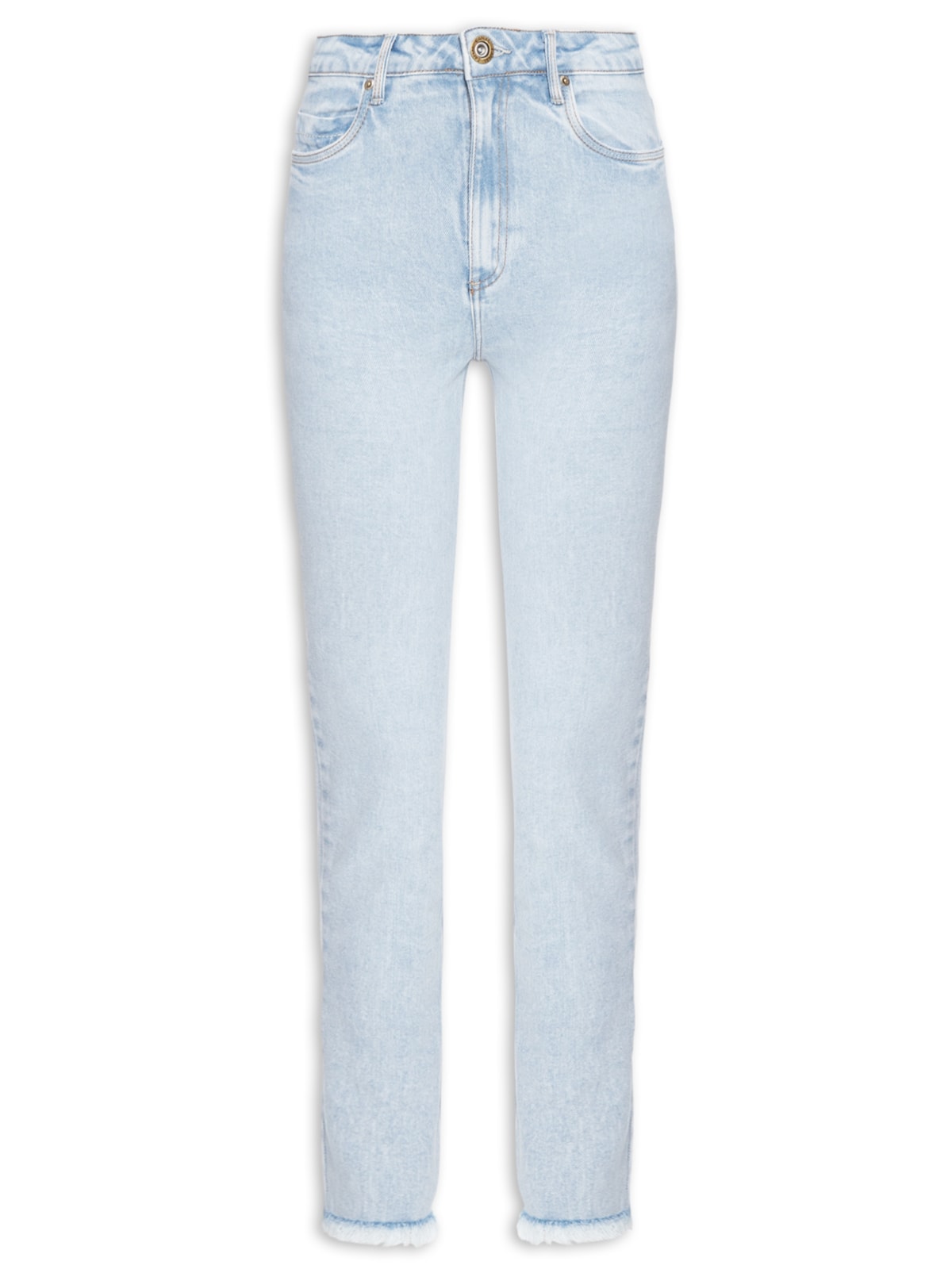 Vista 2 Calça Feminina Jeans Allure Barra Desfiada AZUL AZUL