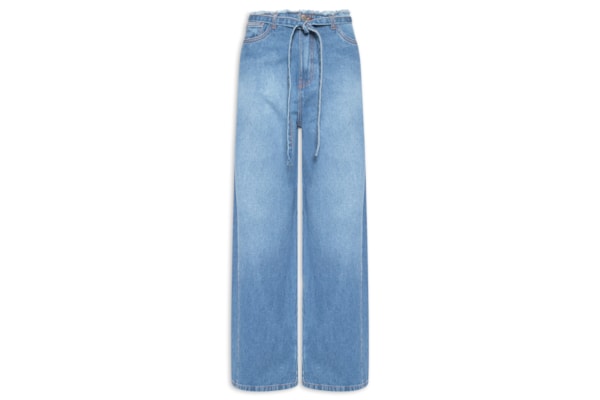 Calça Feminina Jeans Amarração - Azul