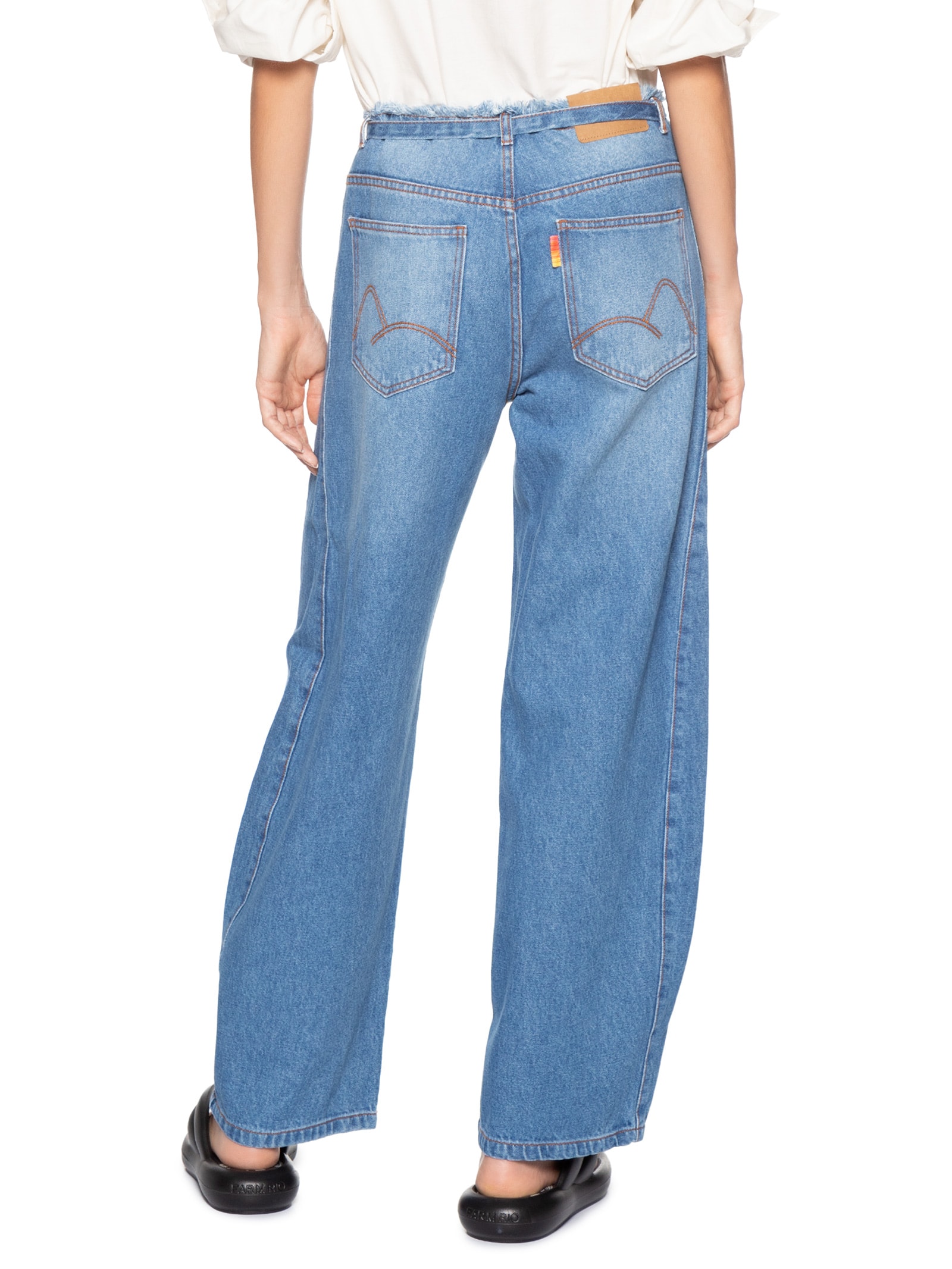 Calça Feminina Jeans Amarração Azul Farm