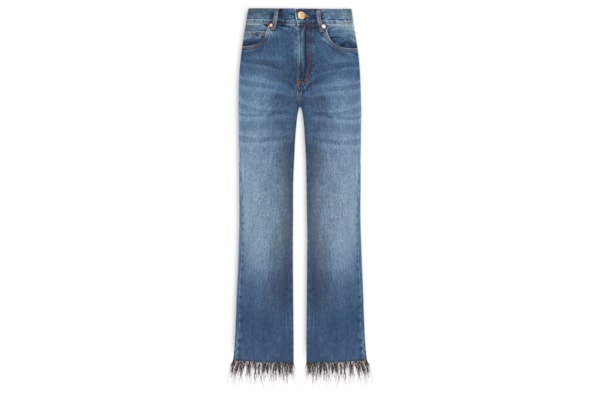 Calça Feminina Jeans Ankle Flace Plumas - Azul
