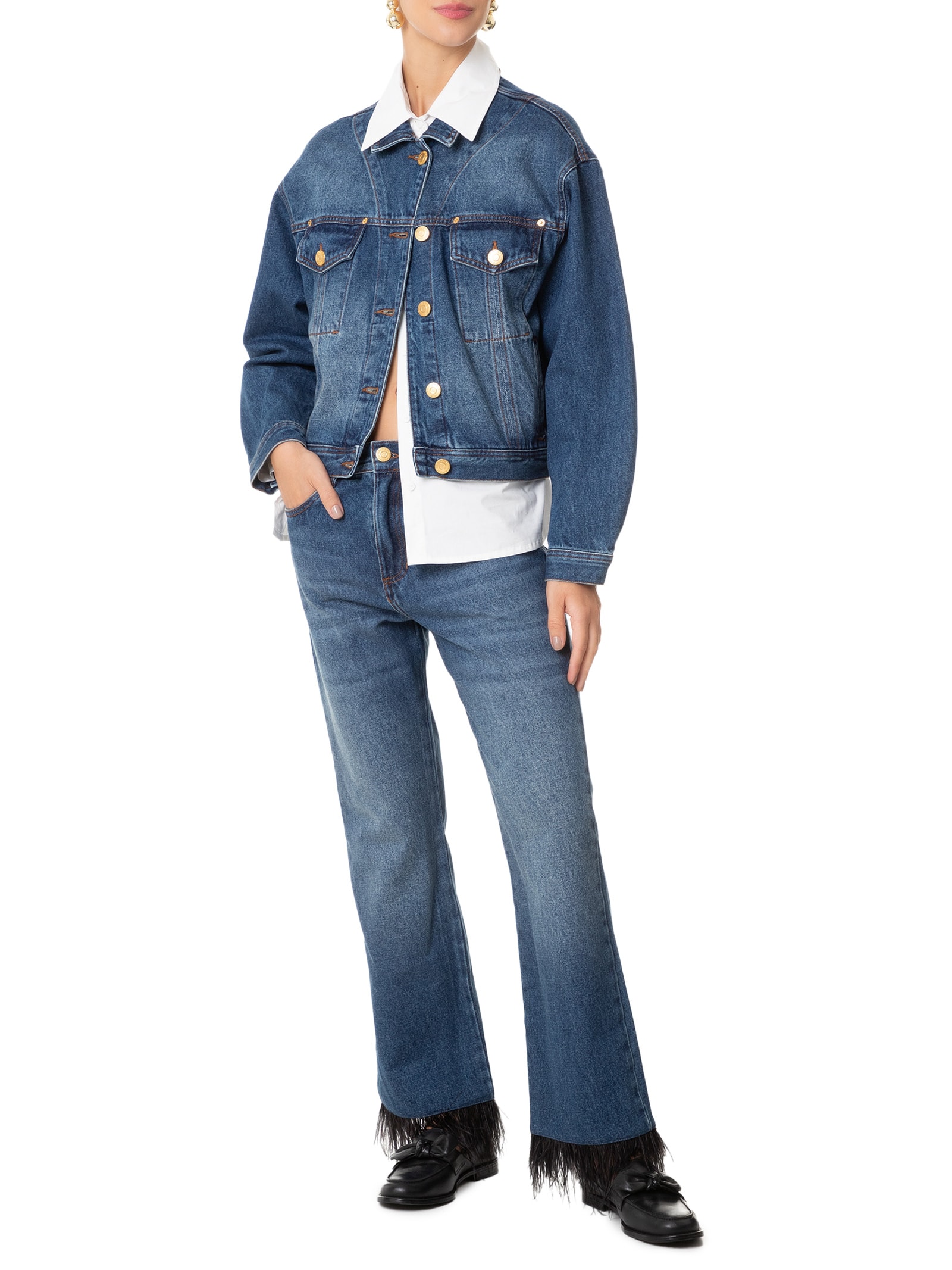Calça Feminina Jeans Ankle Flace Plumas Azul Animale Jeans