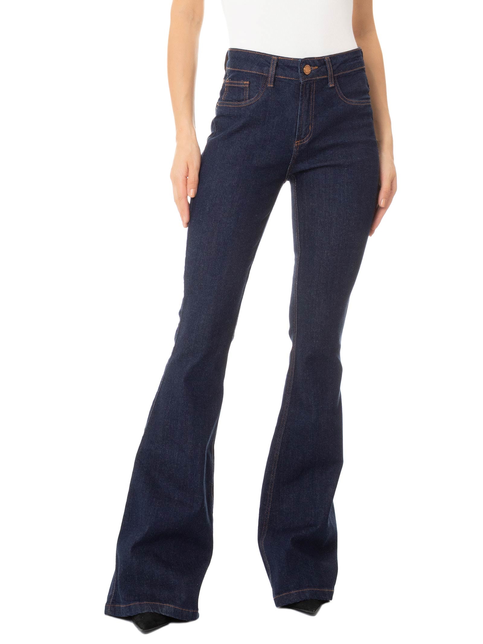 Calça Feminina Jeans Atena Flare High Azul Lança Perfume