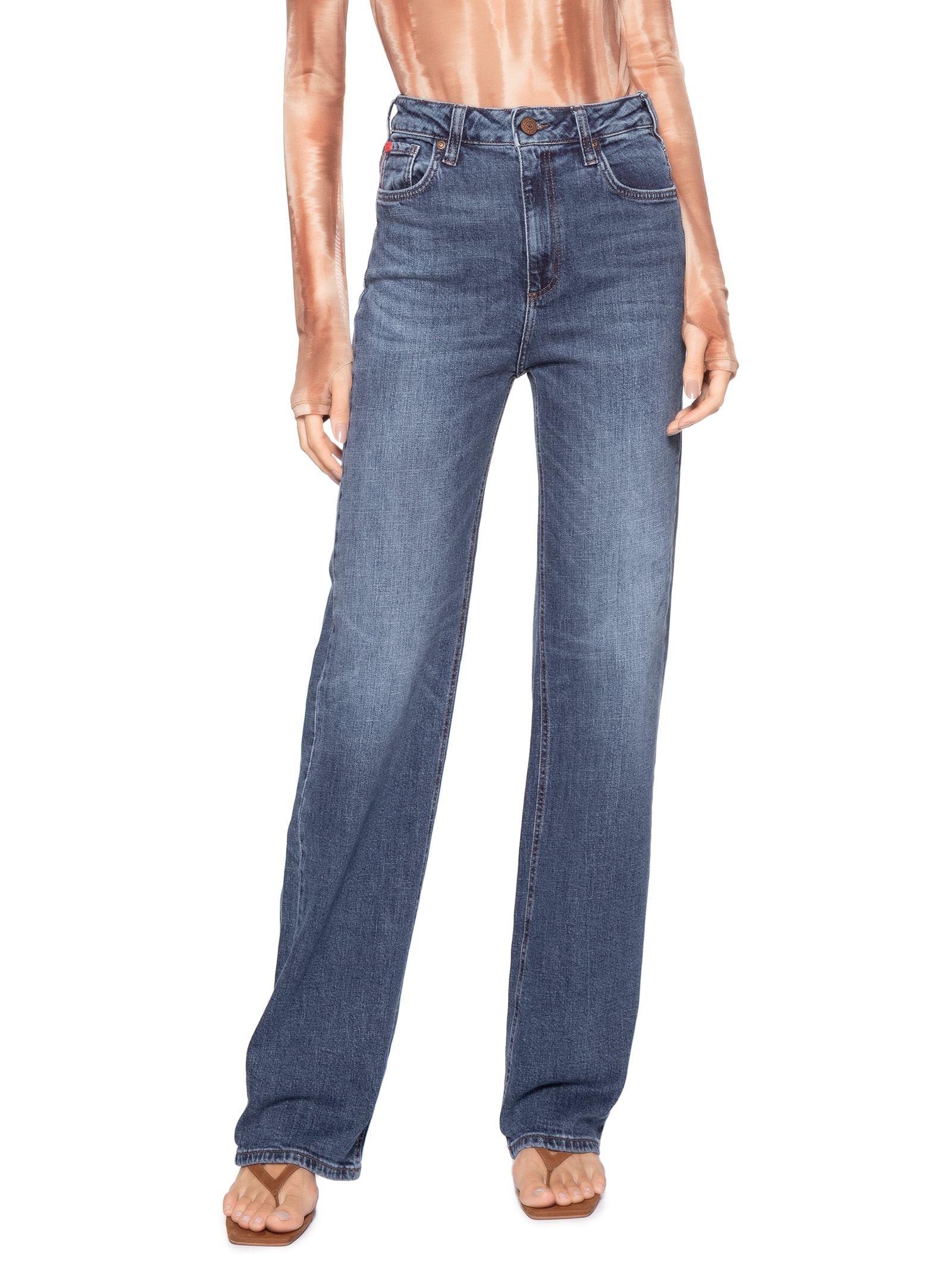 Calça Feminina Jeans Azul Forum + Adidas