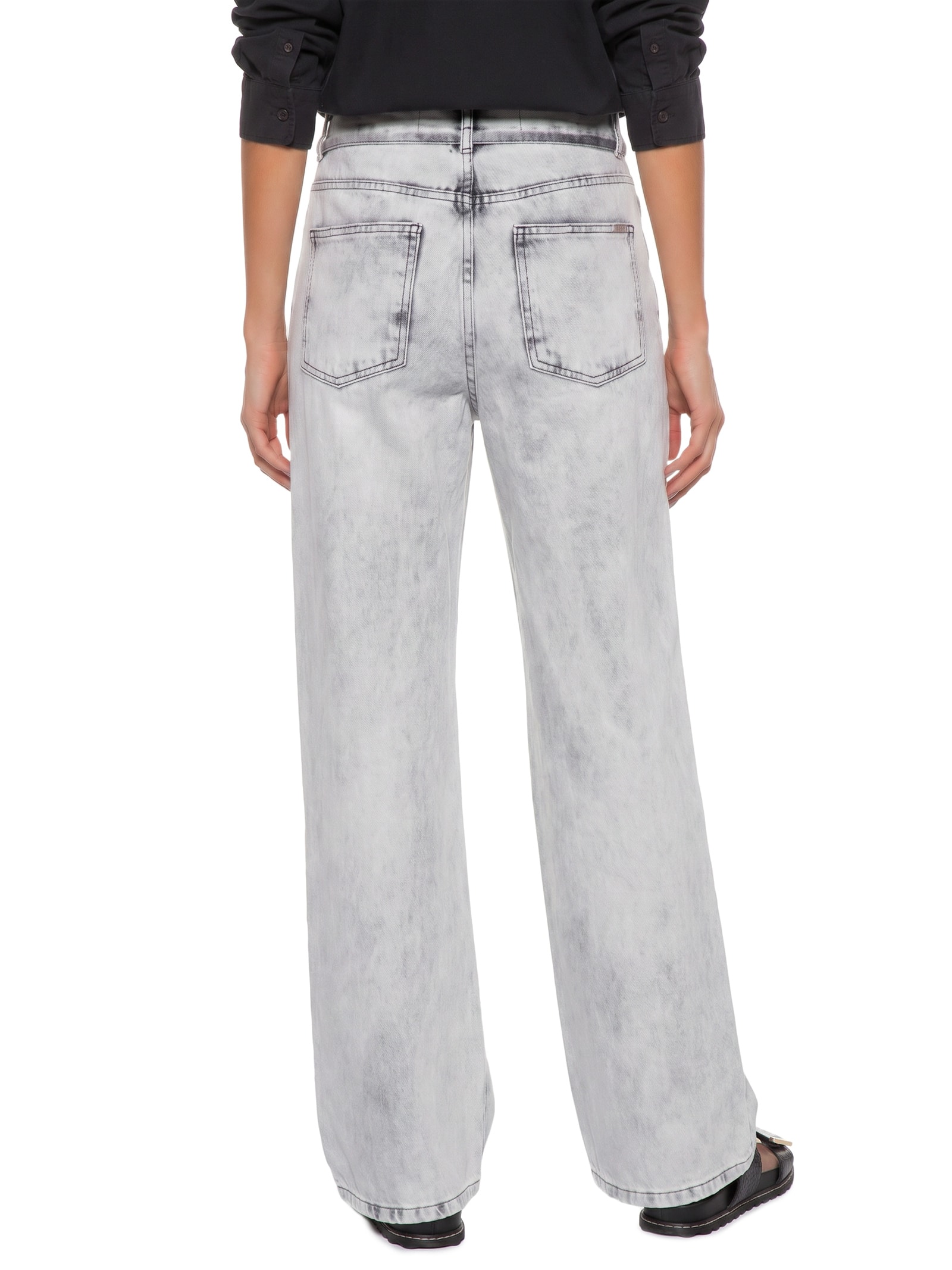 Calça Feminina Jeans B Pantalona Maxi Cinza Cantão