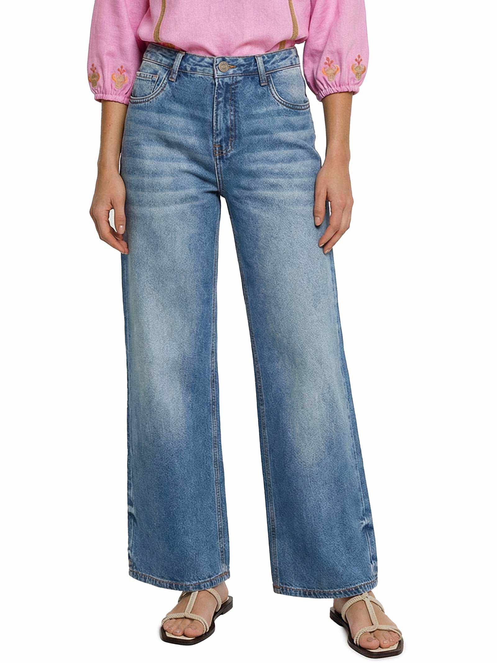 Calça Feminina Jeans B Wide Leg Originals Azul Cantão