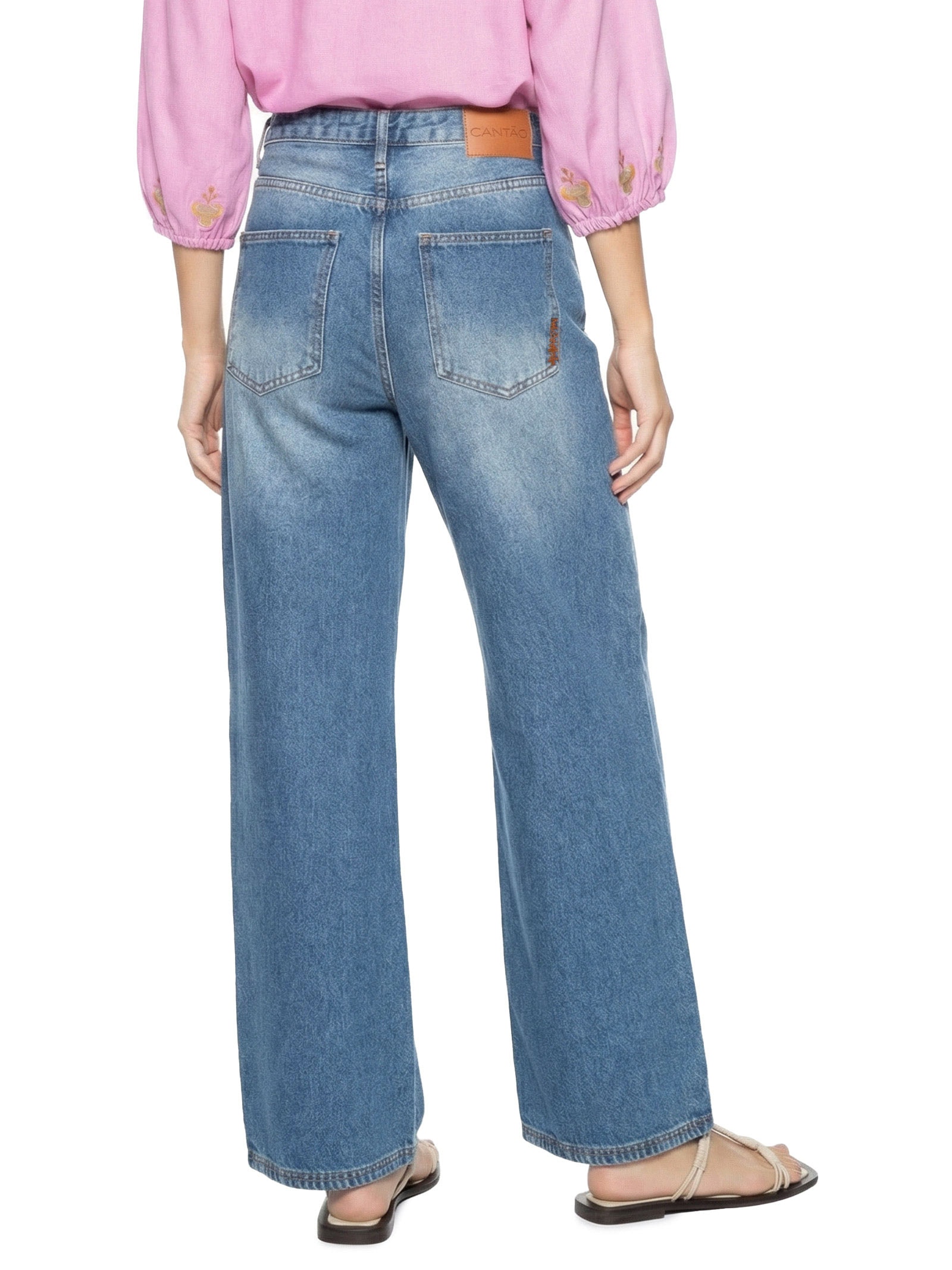 Calça Feminina Jeans B Wide Leg Originals Azul Cantão