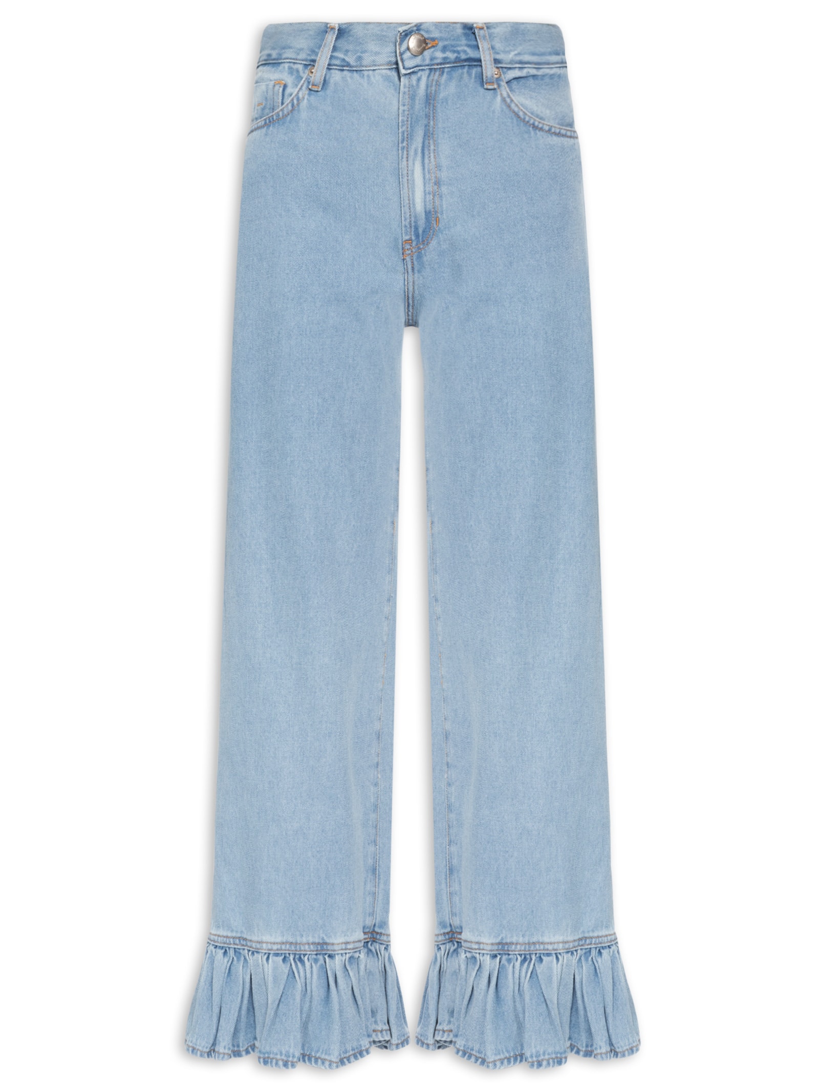 Calça Feminina Jeans Babado Azul Farm