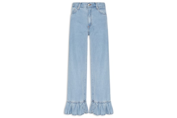 Calça Feminina Jeans Babado – Azul
