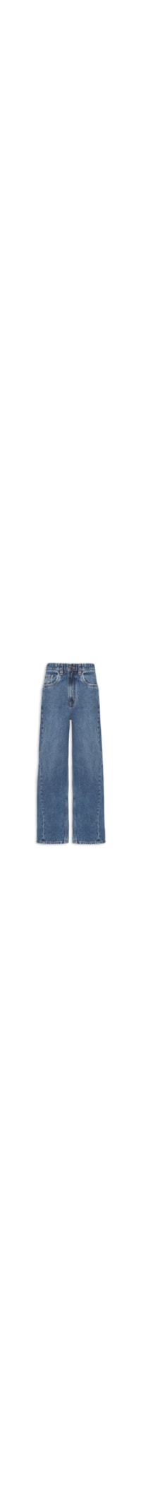 Calça Feminina Jeans Baggy Com Transpasse Folha - Azul