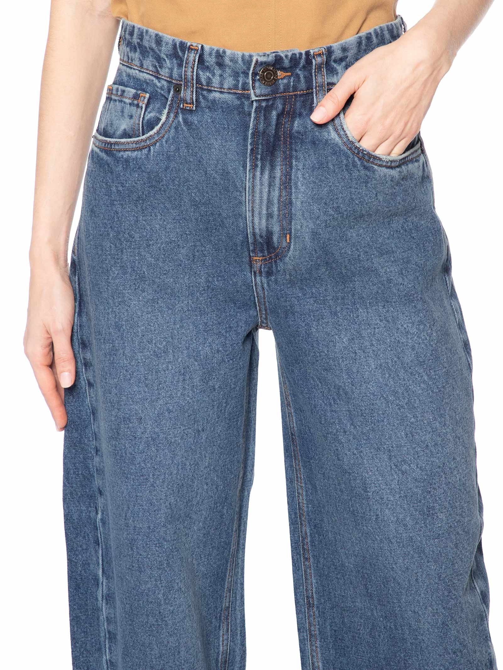 Calça Feminina Jeans Baggy Com Transpasse Folha  – Azul Animale Jeans