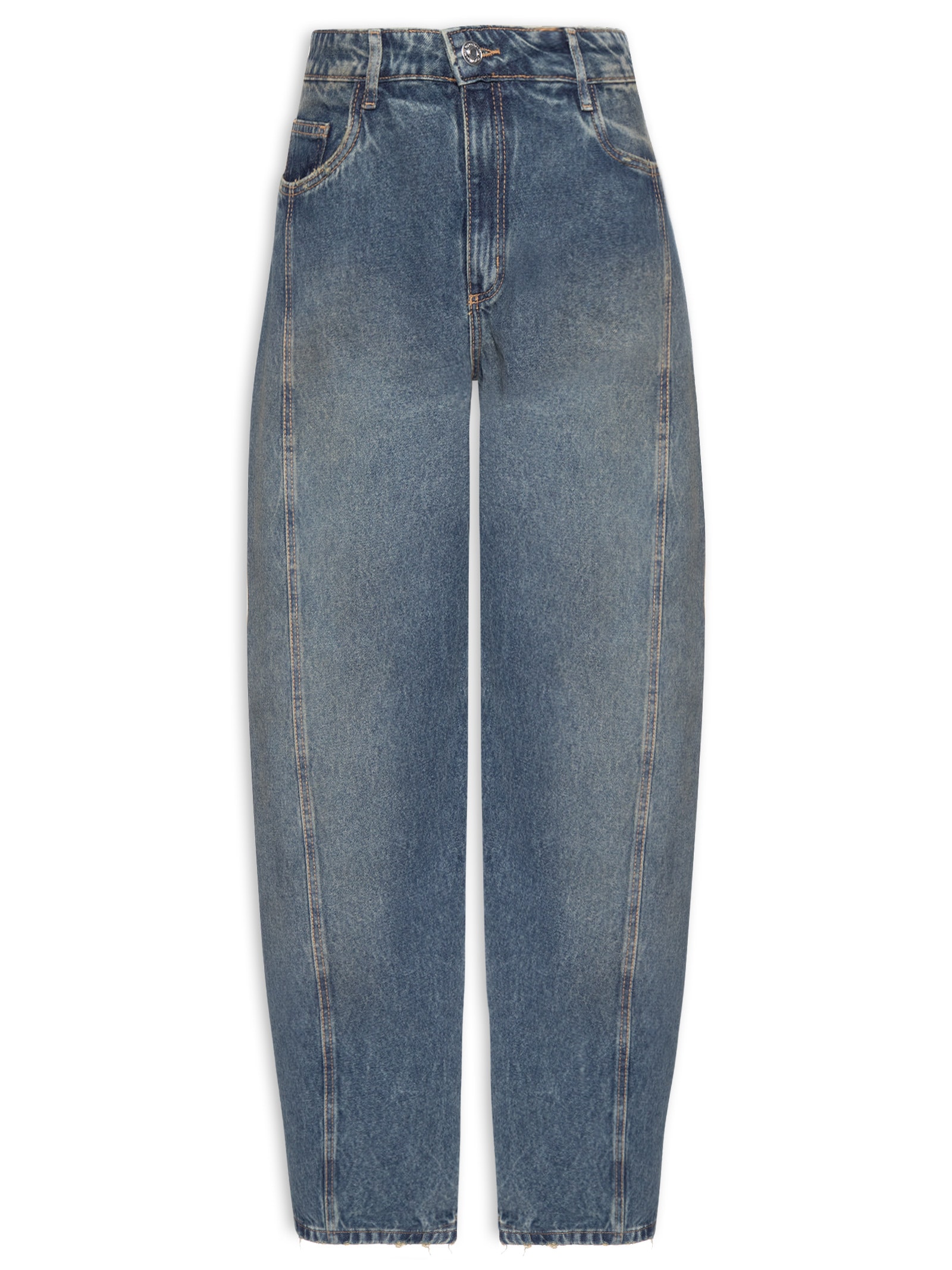 Calça Feminina Jeans Ballon Curve Cintura Média Azul My Favorite