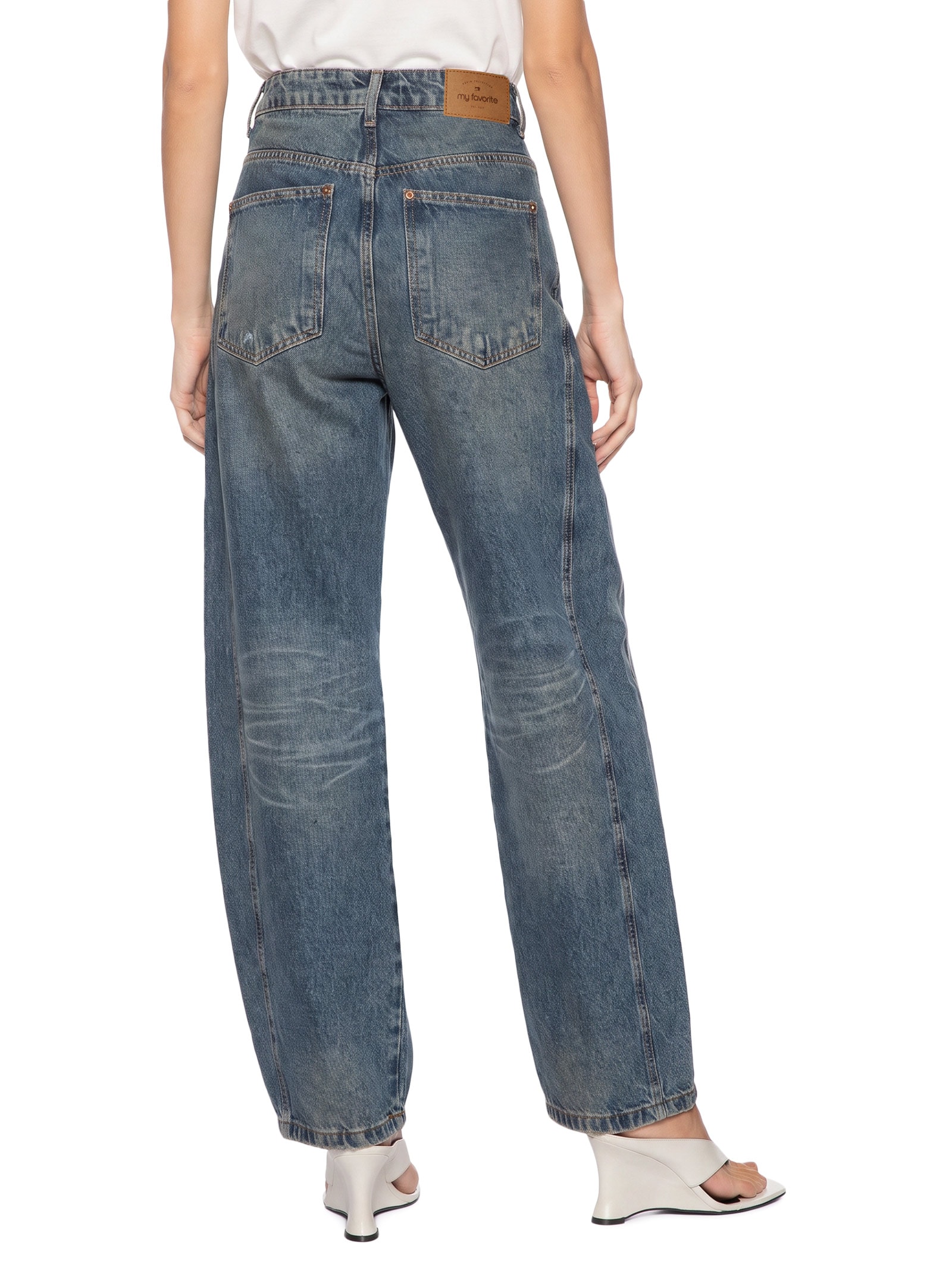 Calça Feminina Jeans Ballon Curve Cintura Média Azul My Favorite