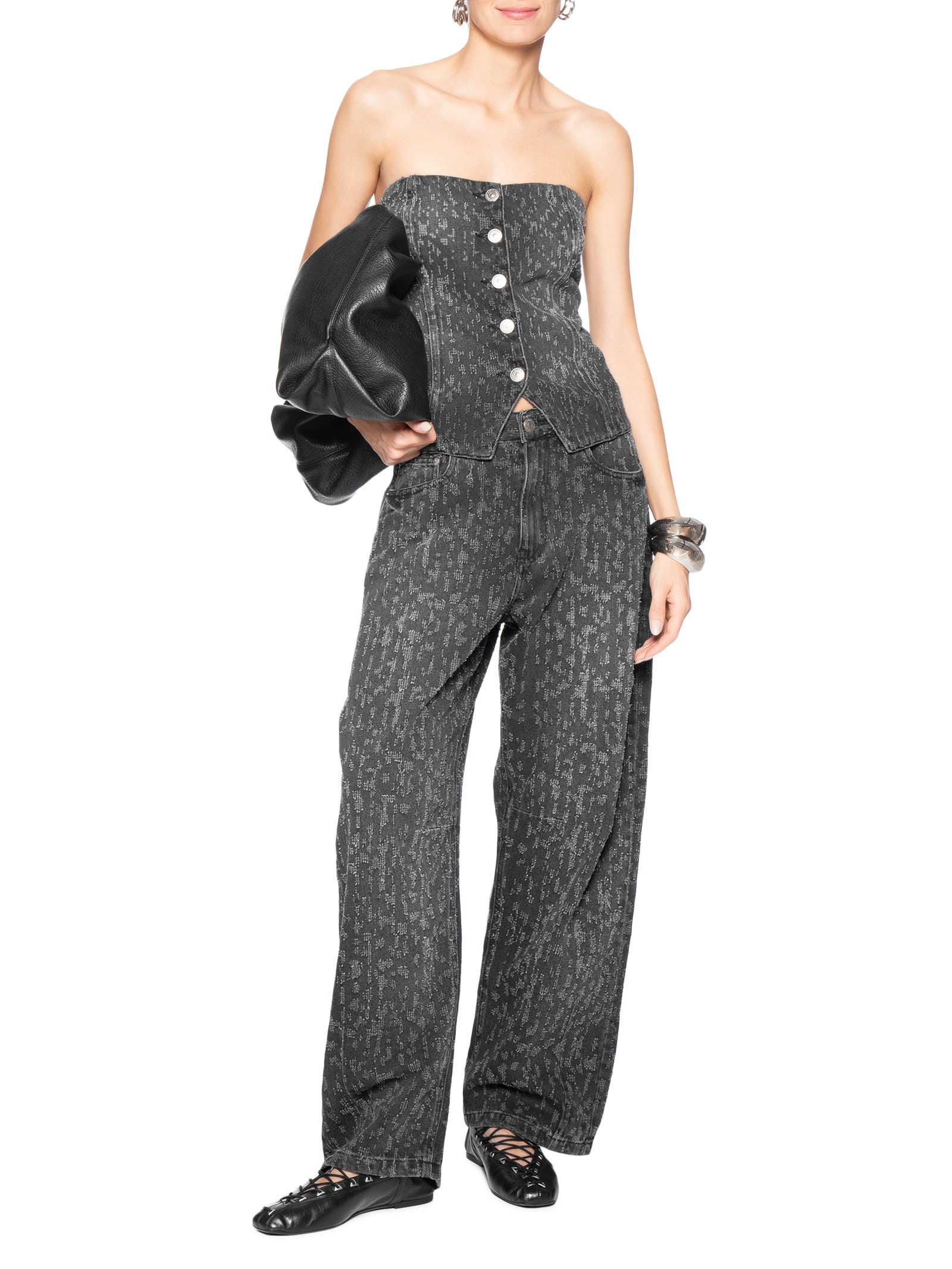 Calça Feminina Jeans Ballon Preto Animale Jeans