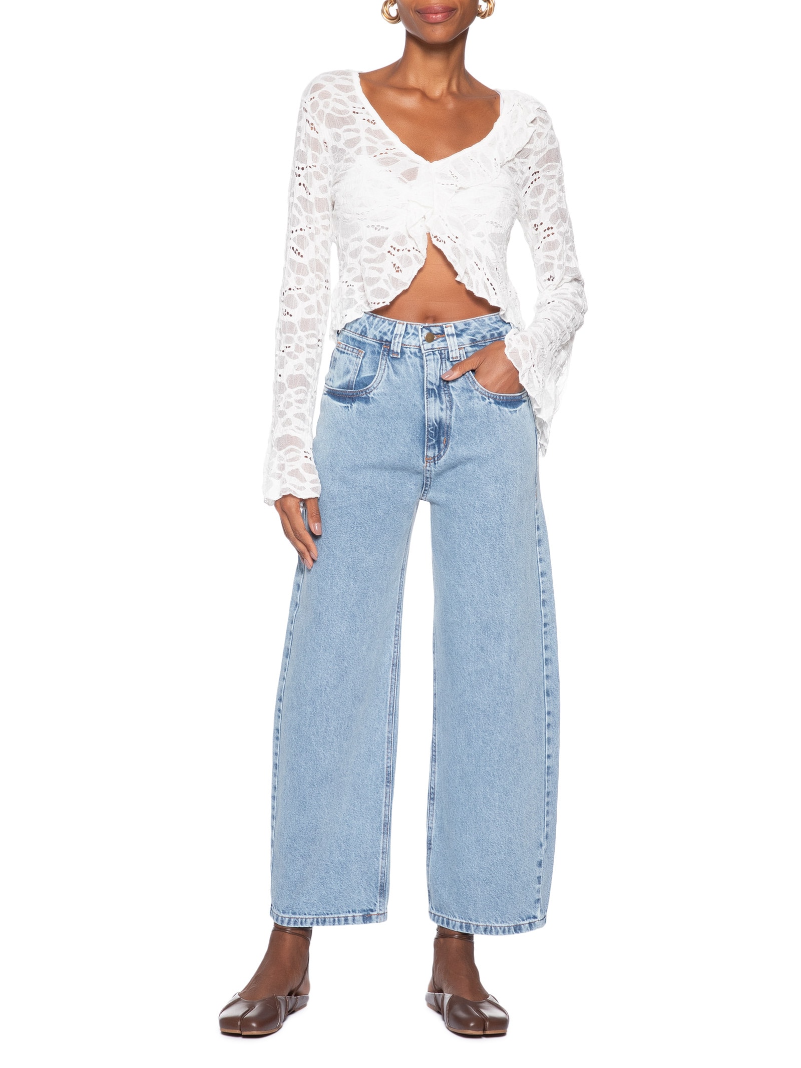 Calça Feminina Jeans Balloon Azul Market 33