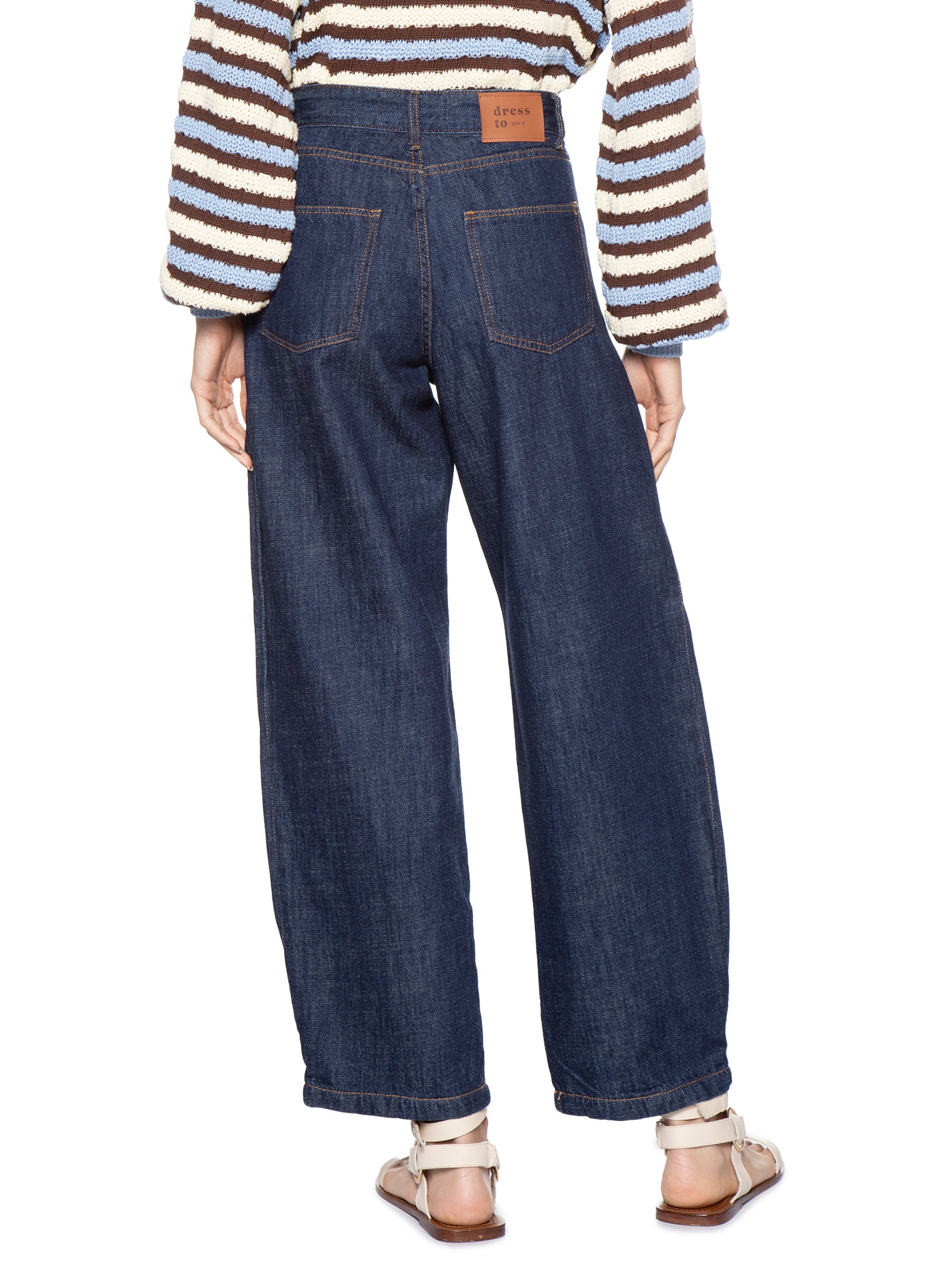 Calça Feminina Jeans Balloon Prega Lateral Azul Dress To