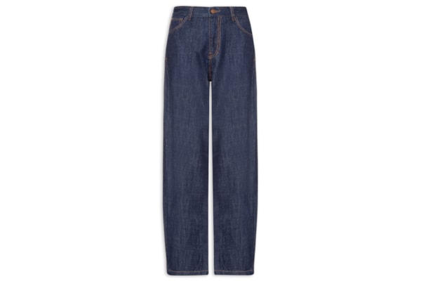 Calça Feminina Jeans Balloon Prega Lateral - Azul