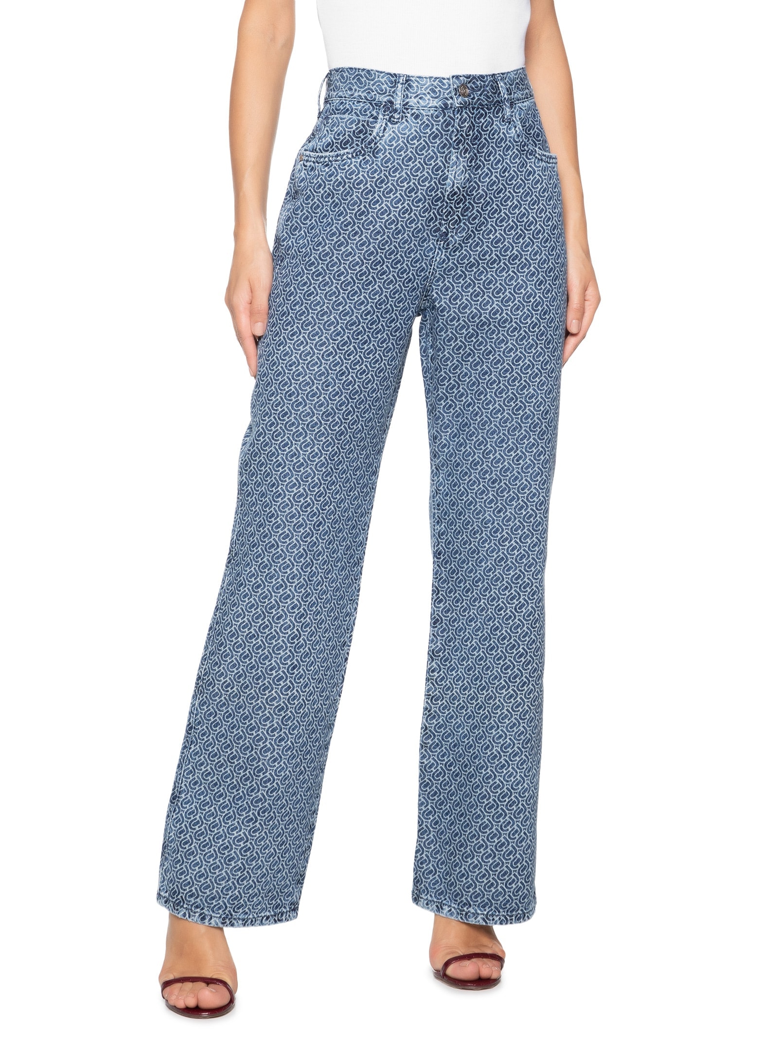 Calça Feminina Jeans Barcelona Estampada Azul Colcci Jeans