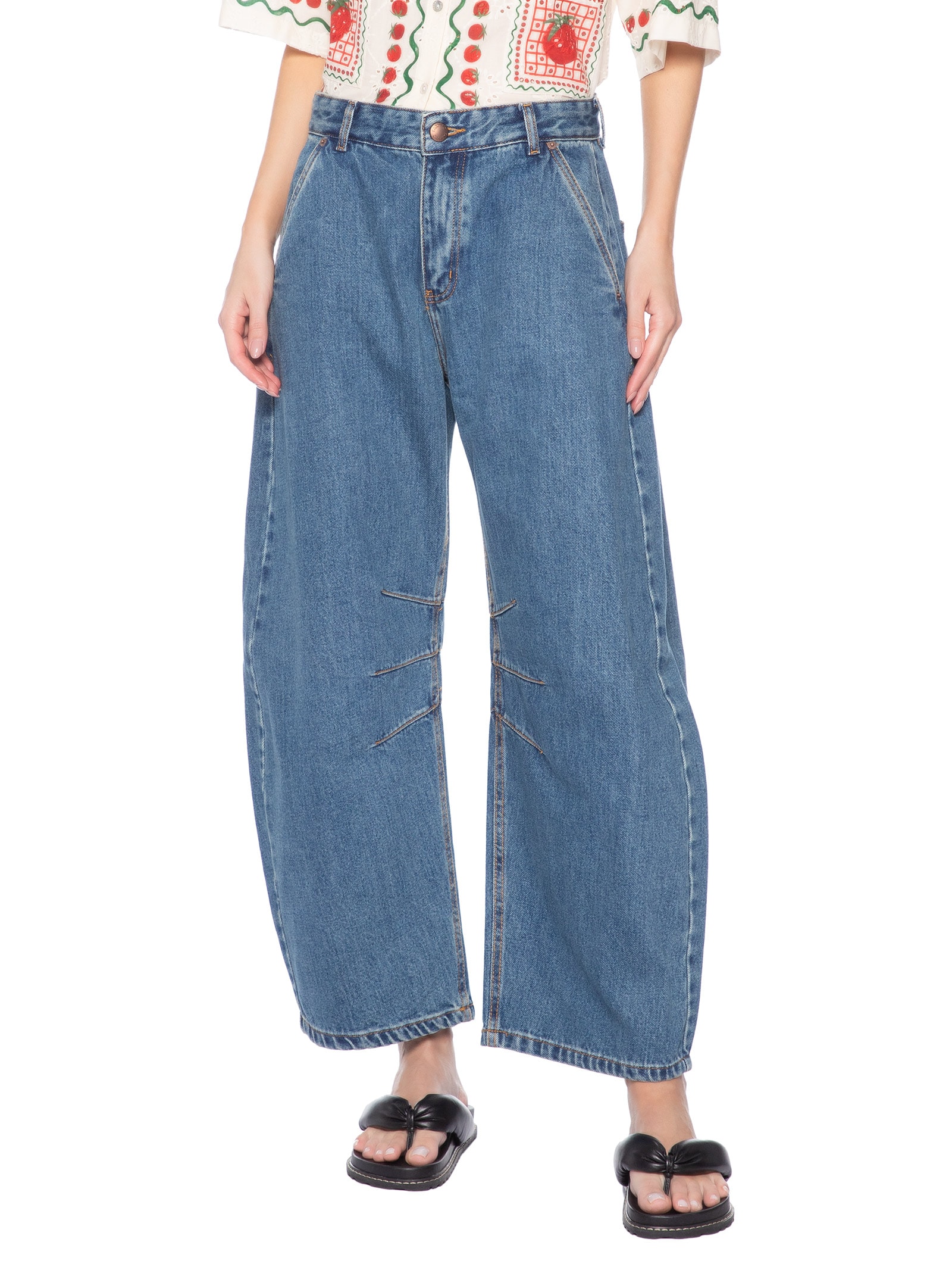 Calça Feminina Jeans Barrel Karina – Azul Farm