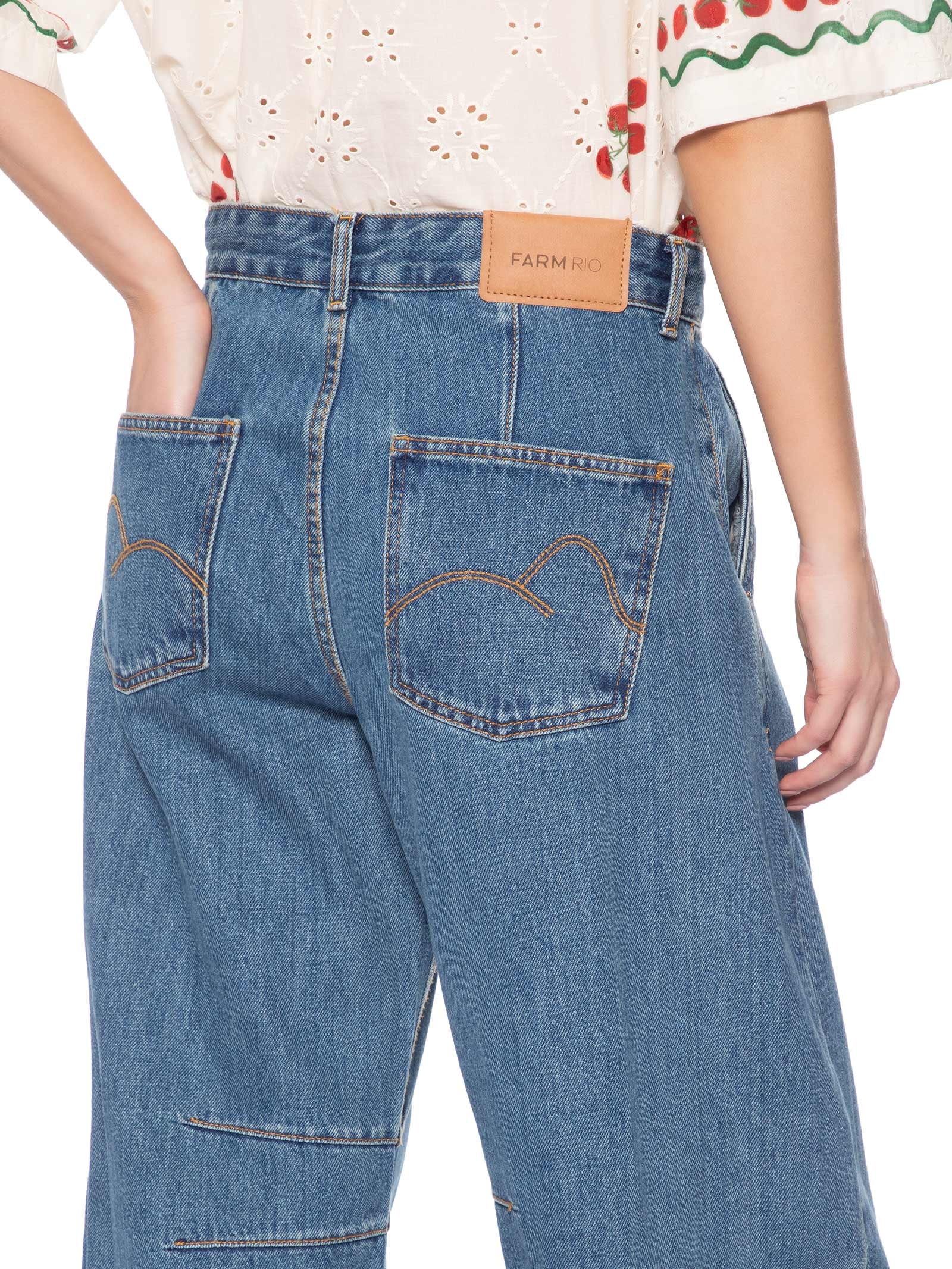 Calça Feminina Jeans Barrel Karina – Azul Farm