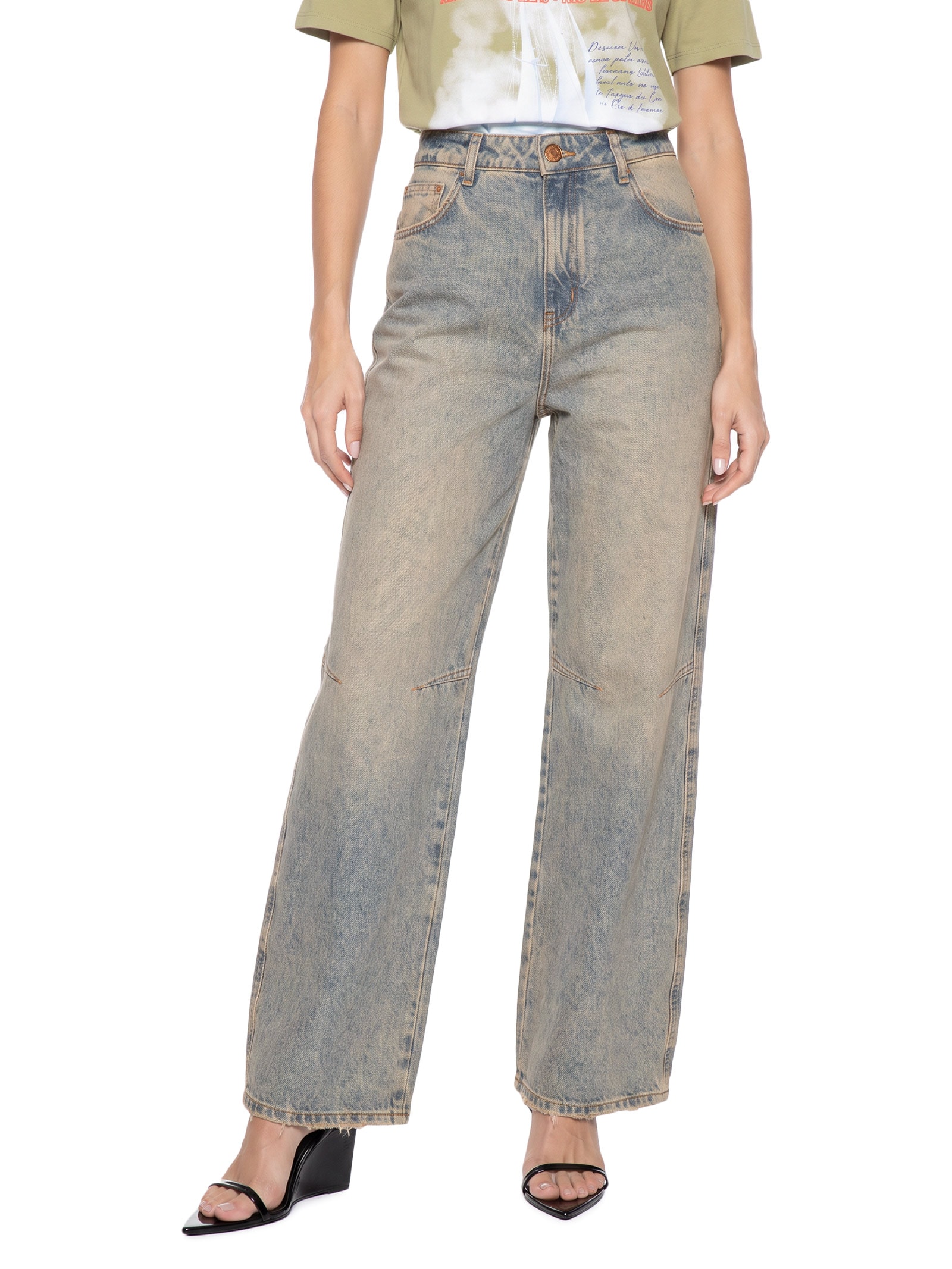 Calça Feminina Jeans Barrel Leg Cintura Média Azul My Favorite