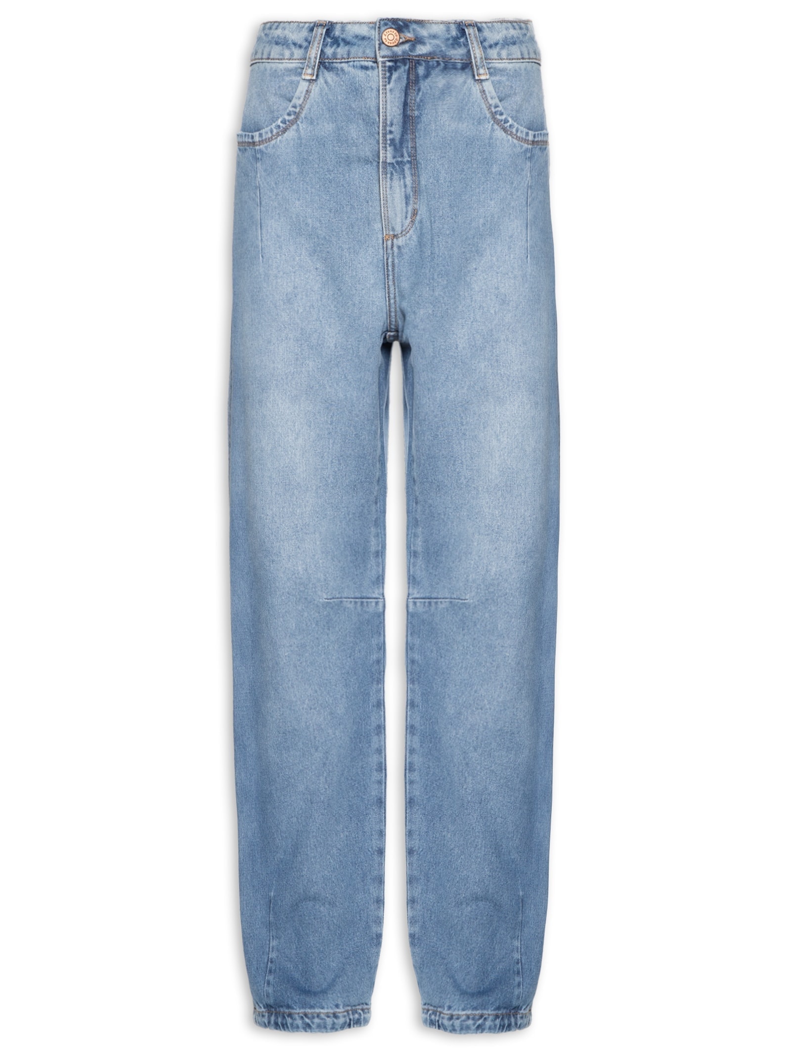 Calça Feminina Jeans Barrel Pesponto Jeans Dress To