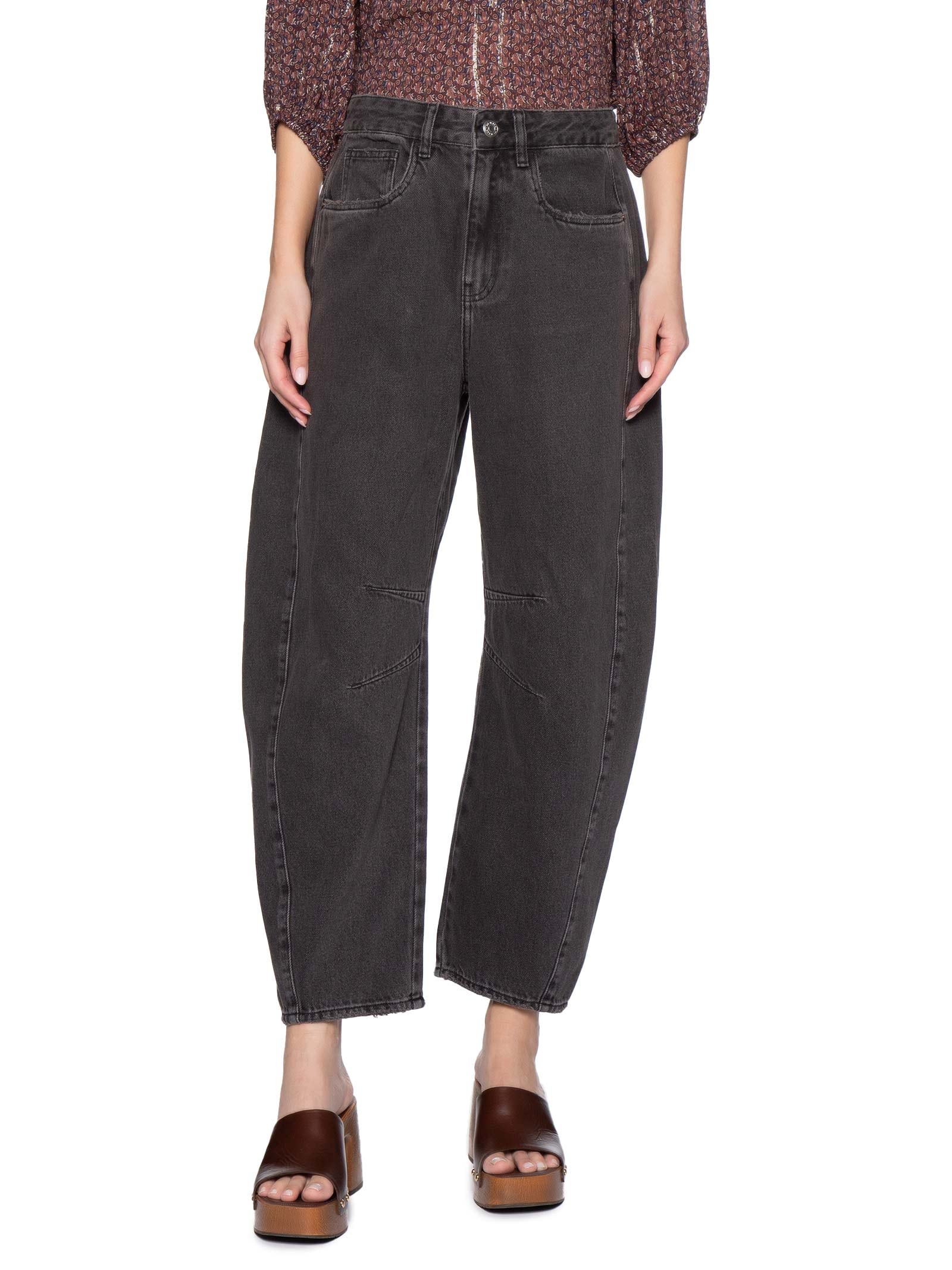 Calça Feminina Jeans Barrel Preto Maria Filó