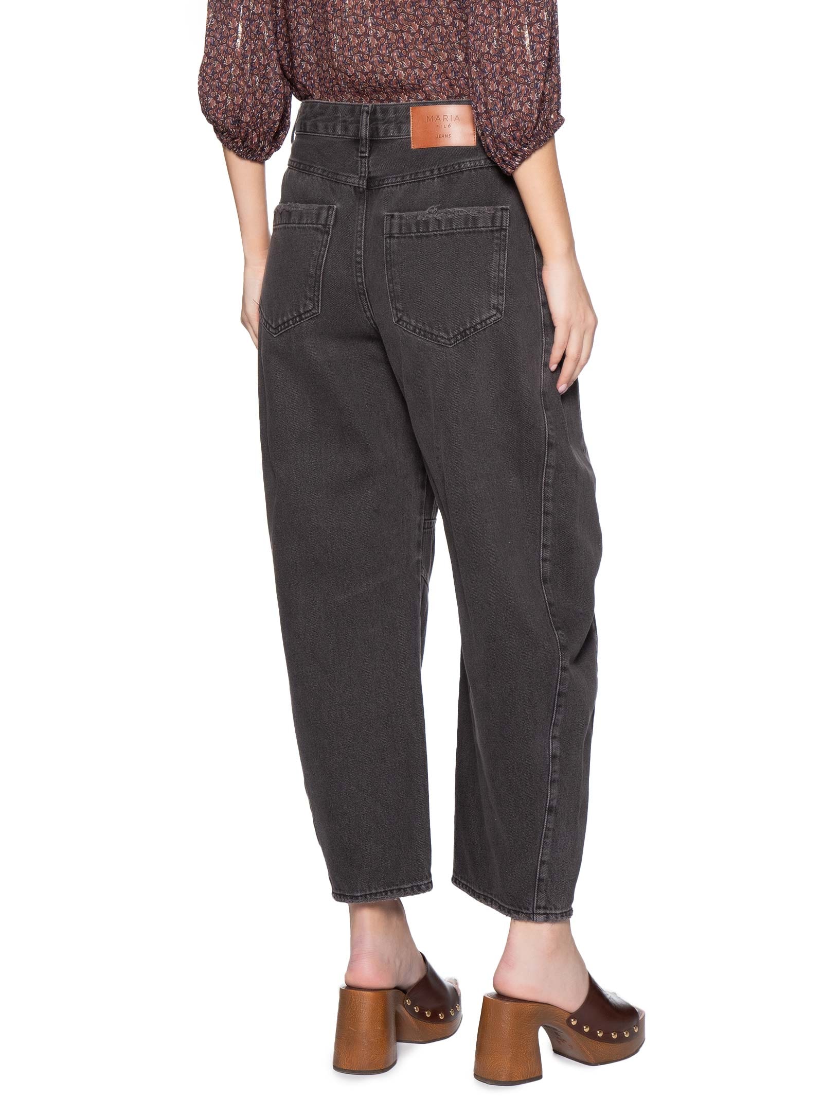 Calça Feminina Jeans Barrel Preto Maria Filó