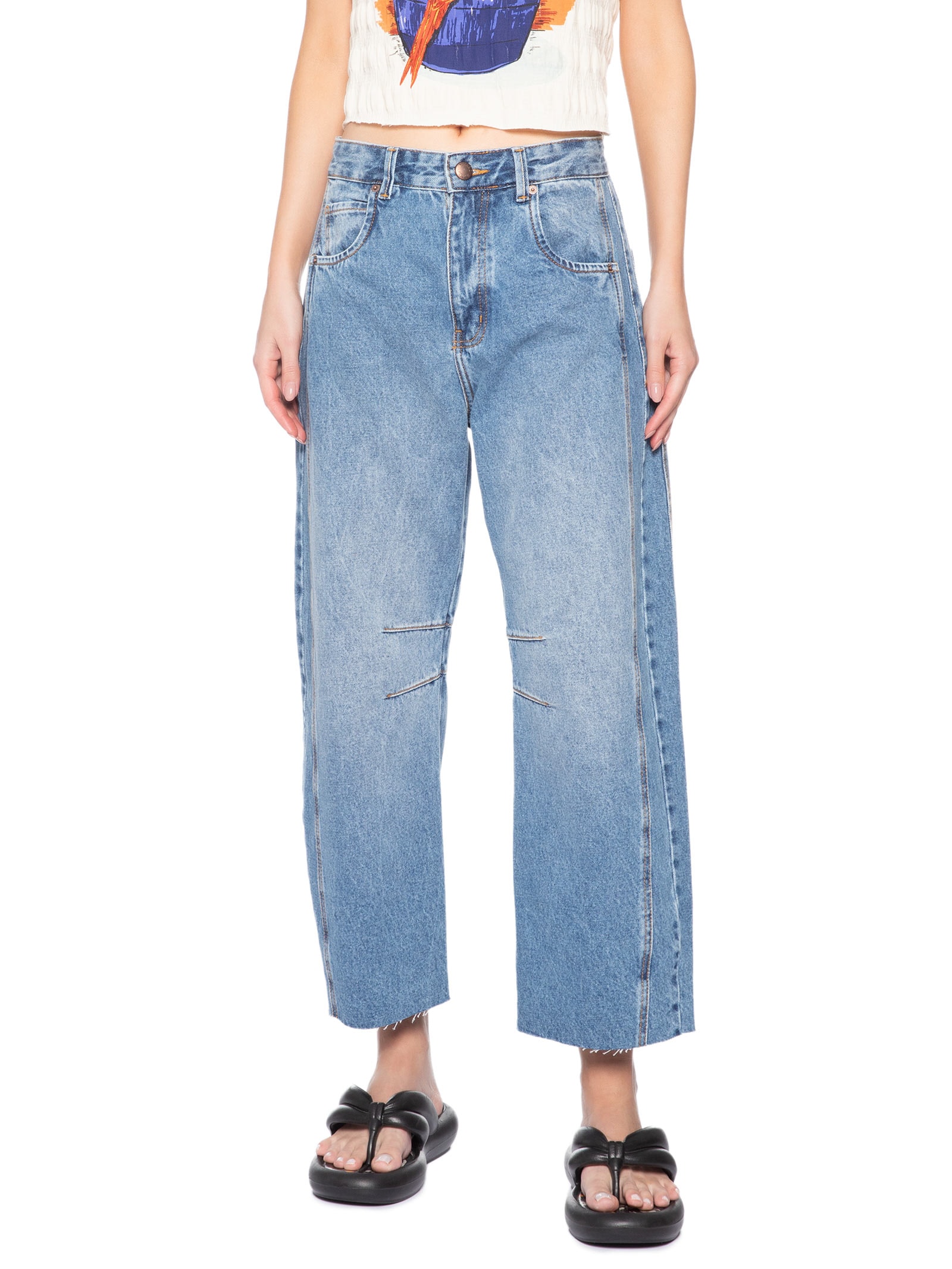 Calça Feminina Jeans Barrel – Azul Farm